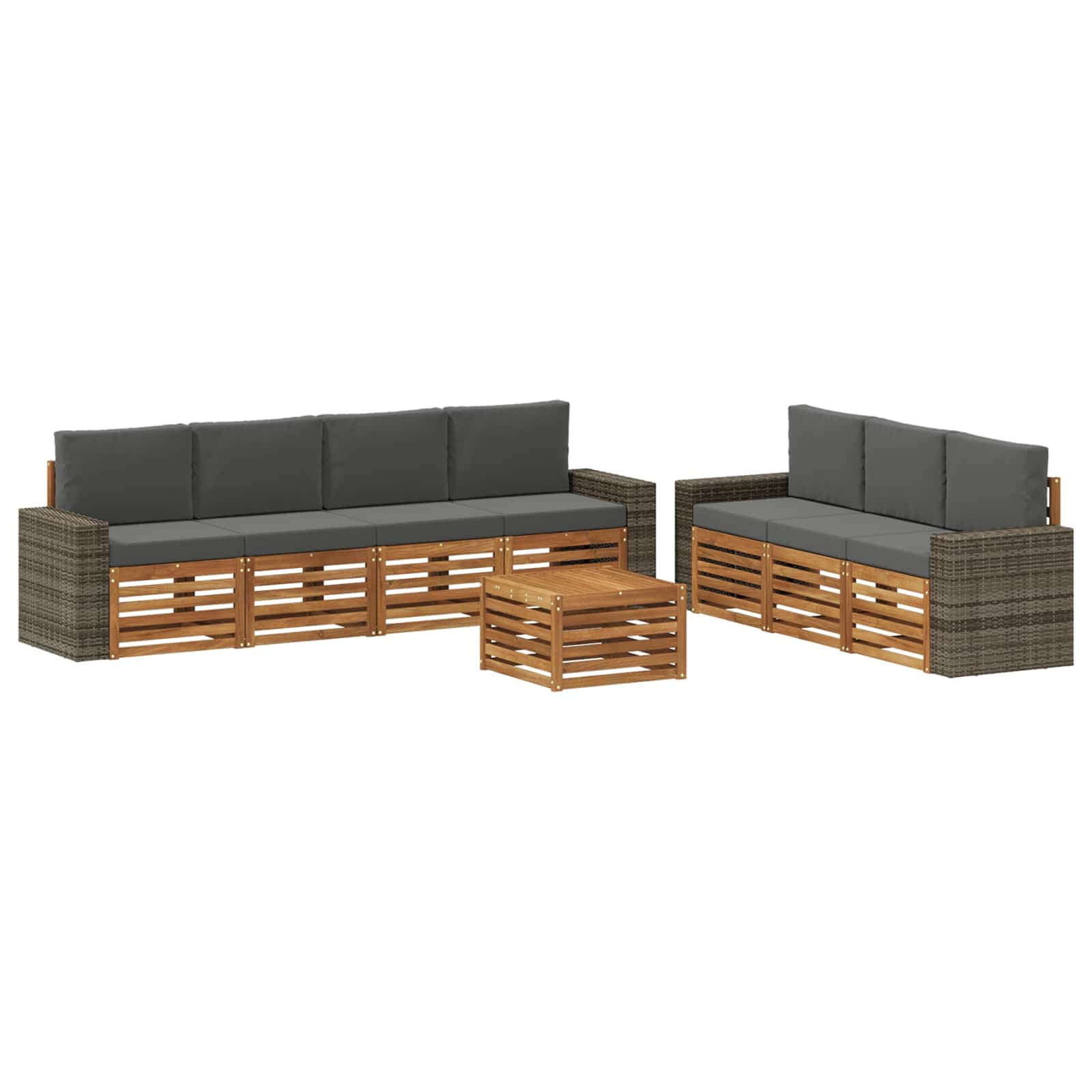 vidaXL Conjuntos de sofás com almofada 8 pcs Madeira Sólida de Acácia