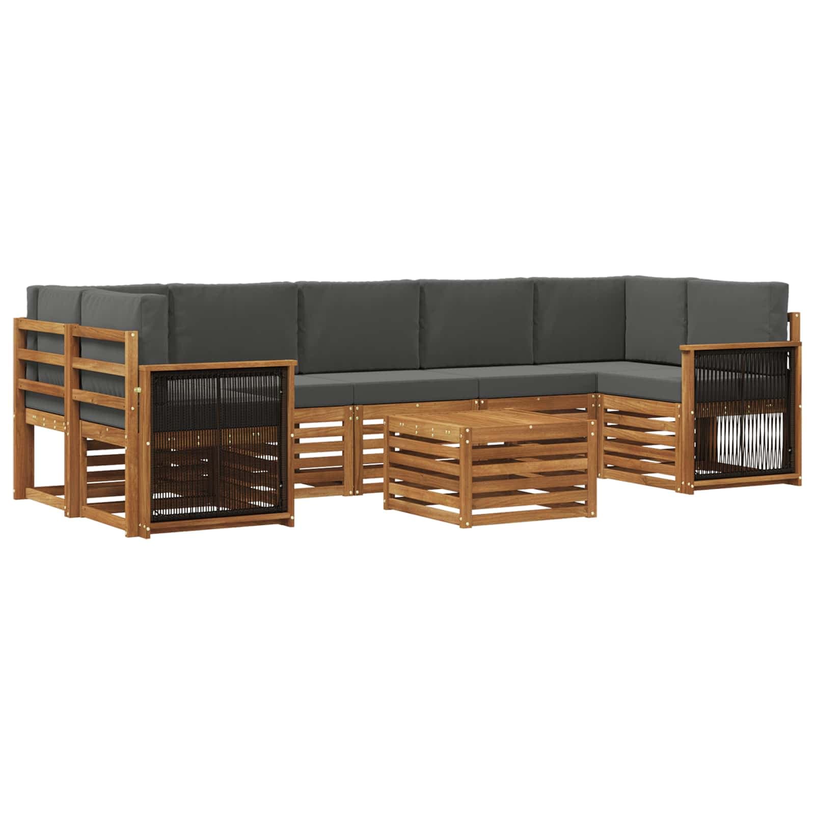 vidaXL Conjunto de Sofás para Exterior 8 pcs Natural e Antracite