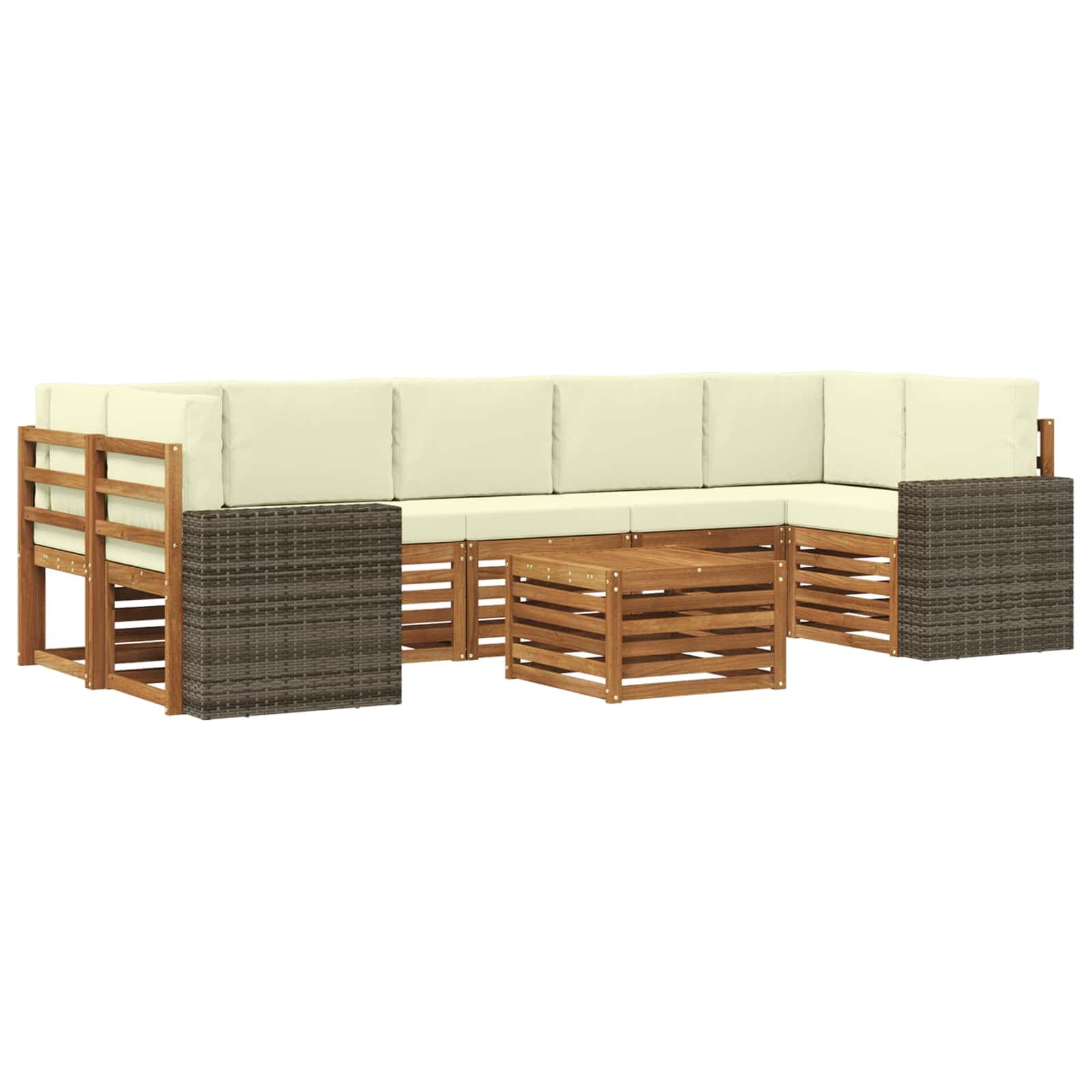 vidaXL Conjunto de Sofás para Exterior 8 pcs Natural e Creme