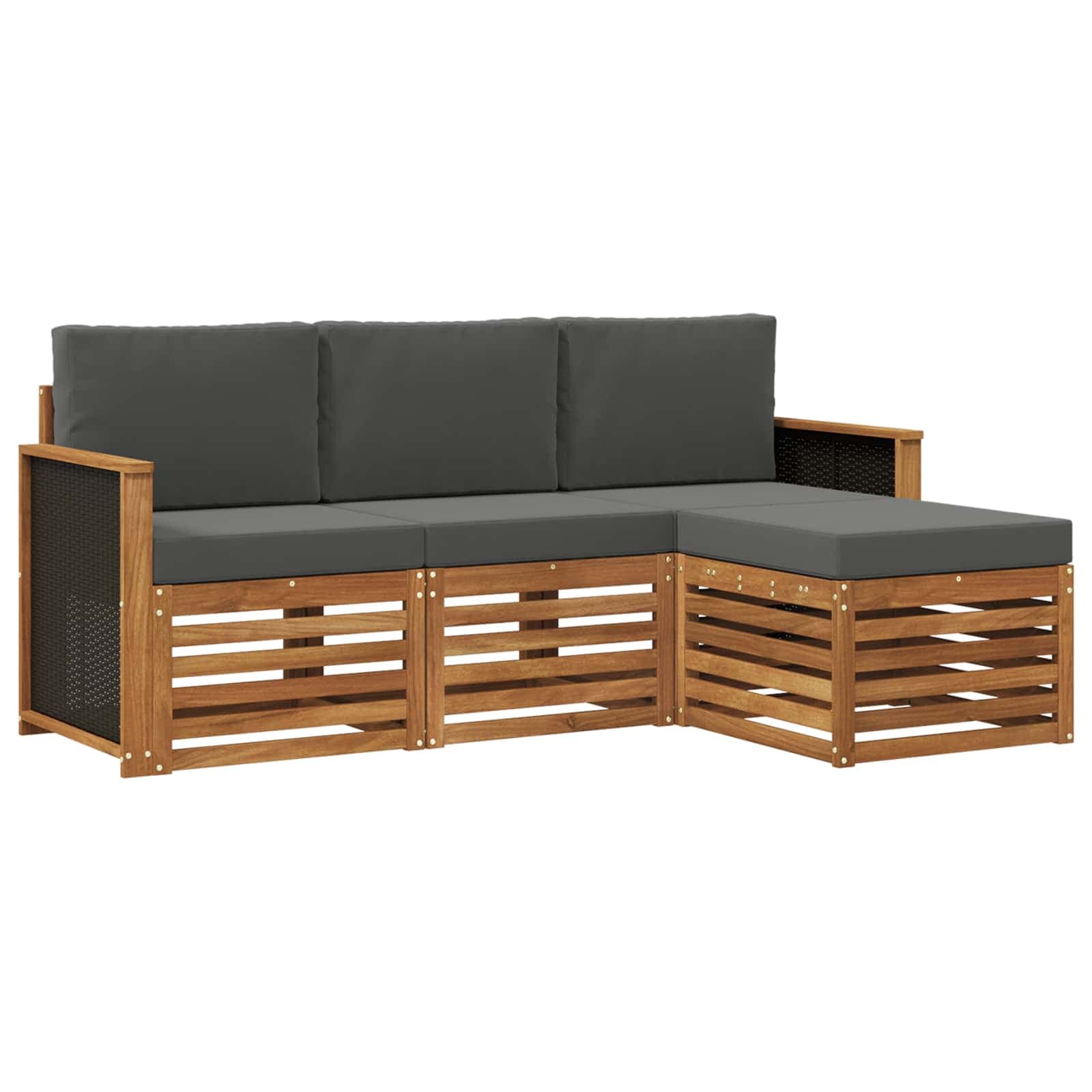 vidaXL Conjunto de Sofás para Exterior 4 pcs Natural e Antracite