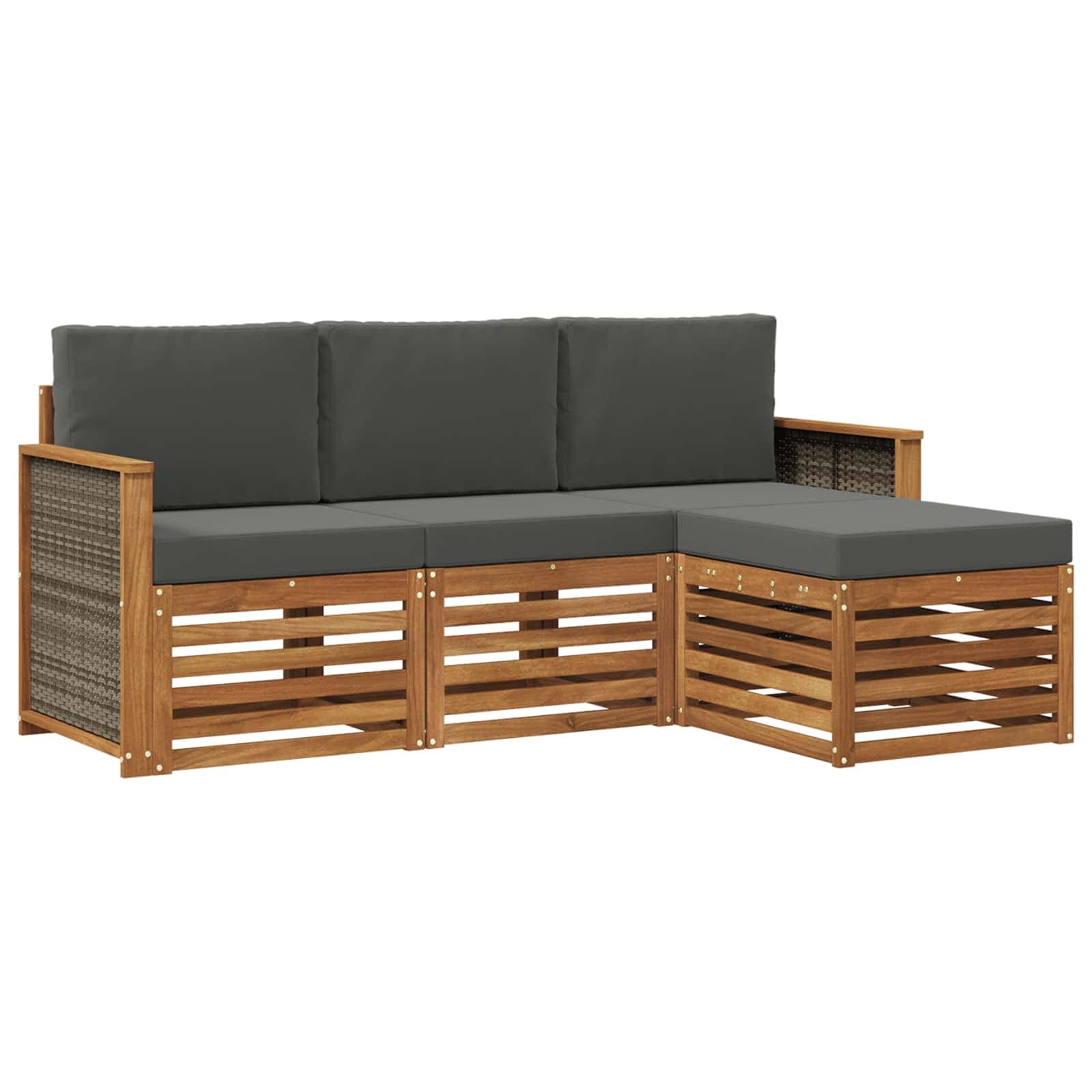 vidaXL Conjunto de Sofás para Exterior 4 pcs Natural e Antracite