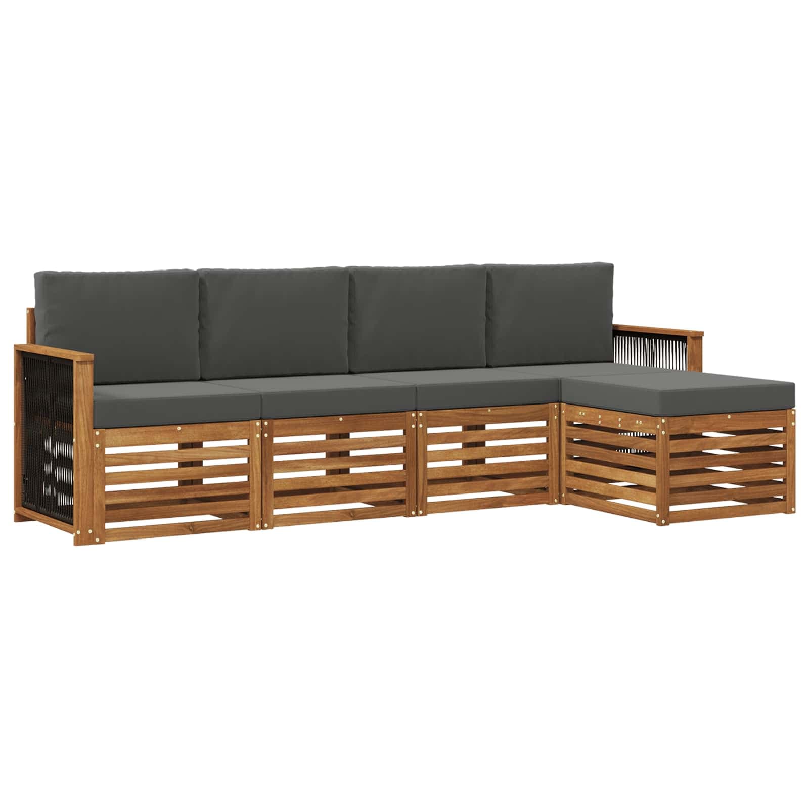 vidaXL Conjunto de Sofás para Exterior 5 pcs Natural e Antracite