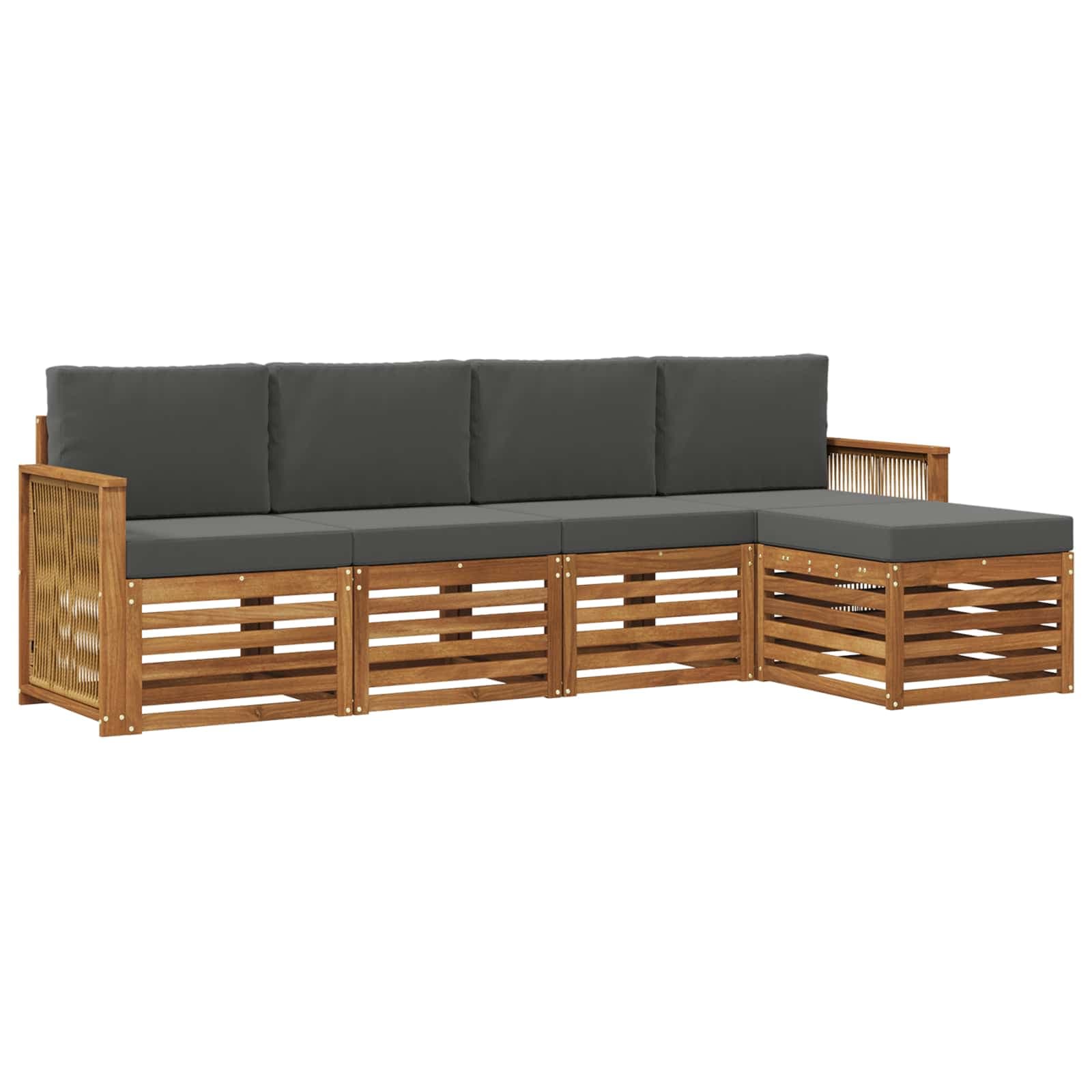 vidaXL Conjunto de Sofás para Exterior 5 pcs Natural e Antracite