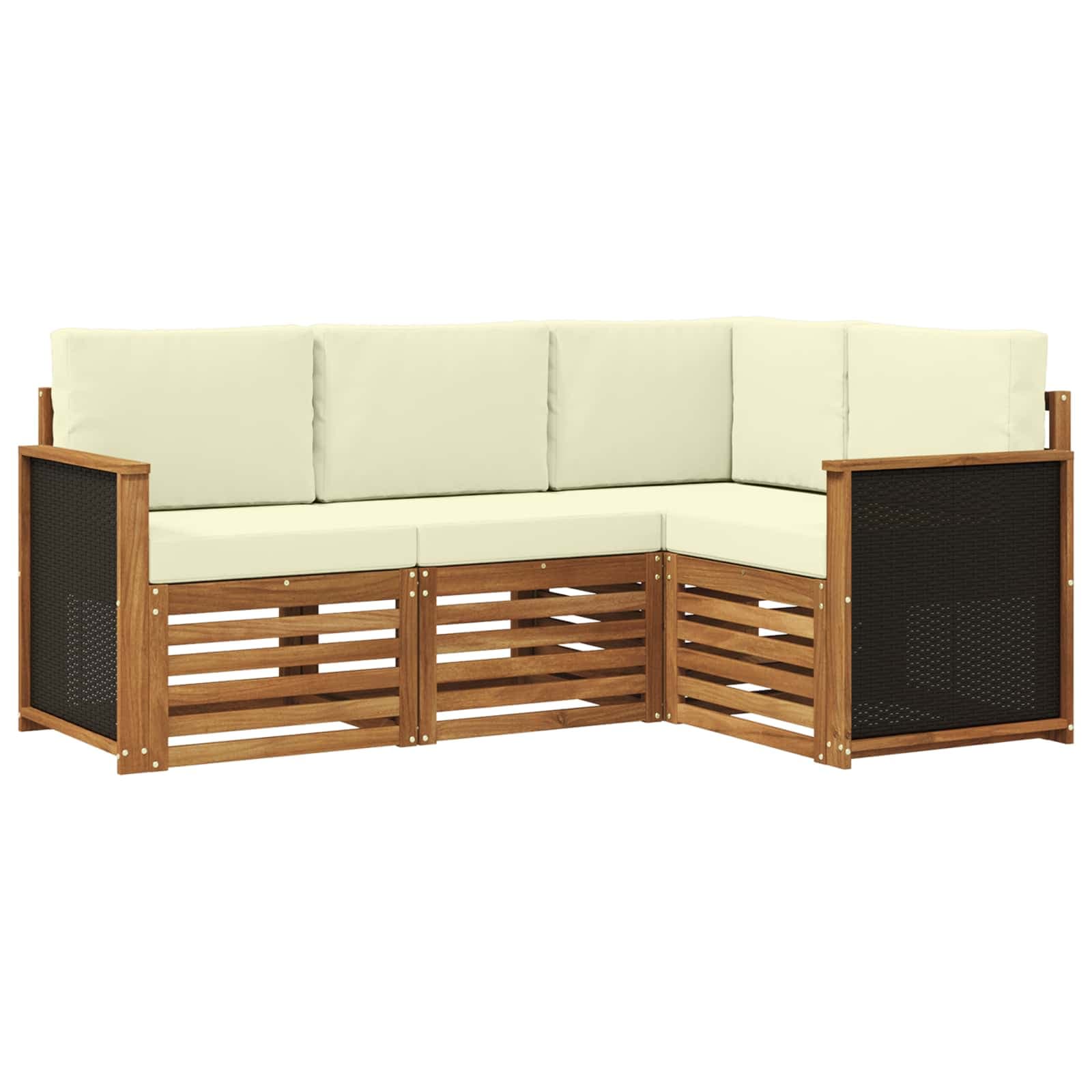 vidaXL Conjuntos de sofás com almofada 4 pcs Madeira Sólida de Acácia
