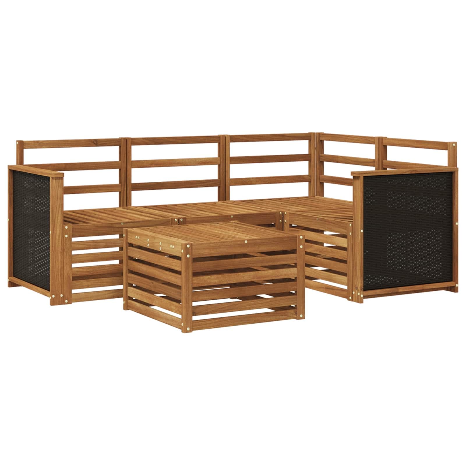 vidaXL Conjunto de Sofás para Exterior 5 pcs Natural 59 x 59 x 37 cm