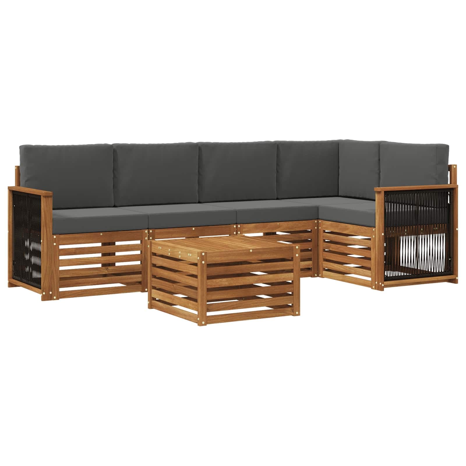 vidaXL Conjunto de Sofá Sectional 5 pcs Natural e Antracite