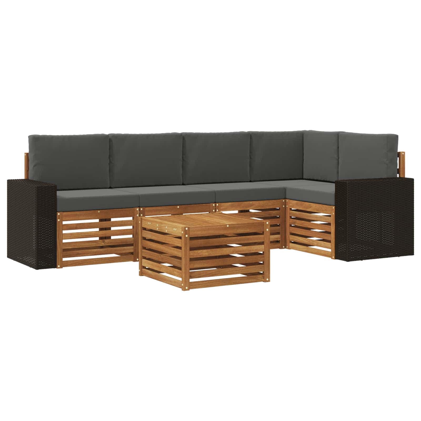 vidaXL Conjunto de Sofá Sectional 6 pcs Natural e Antracite