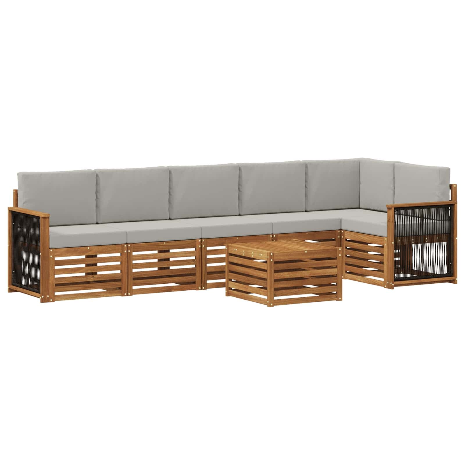 vidaXL Conjunto de Sofá Sectional 6 pcs Natural e Cinzento-Claro
