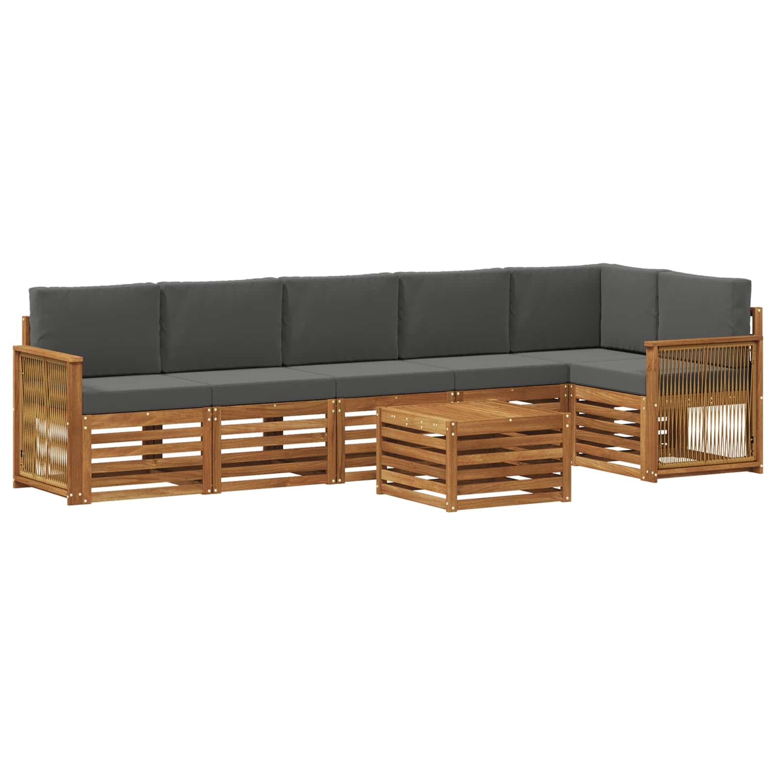 vidaXL Conjunto de Sofá Sectional 6 pcs Natural e Antracite