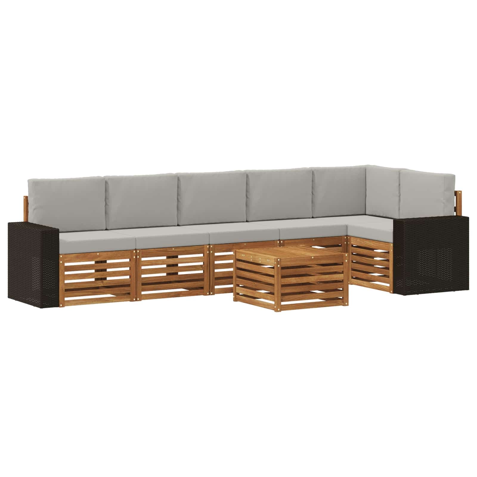 vidaXL Conjunto de Sofá Sectional 7 pcs Natural e Cinzento-Claro