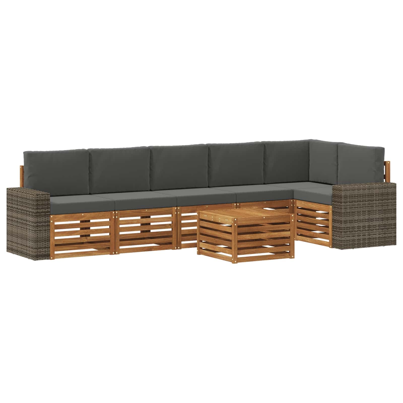 vidaXL Conjunto de Sofá Sectional 7 pcs Natural e Antracite