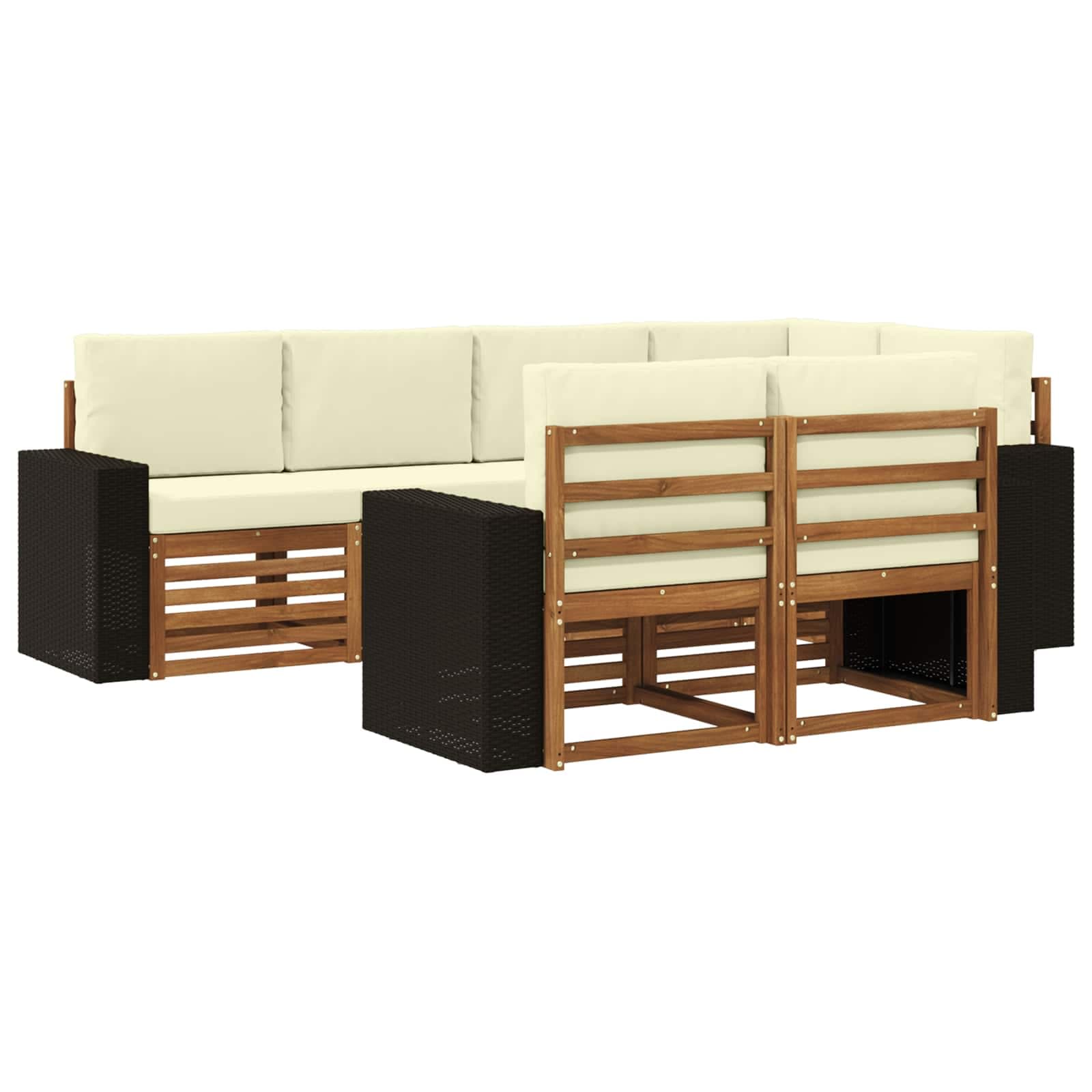 vidaXL Conjunto de Sofá Sectional com almofada 7 pcs Natural e Creme
