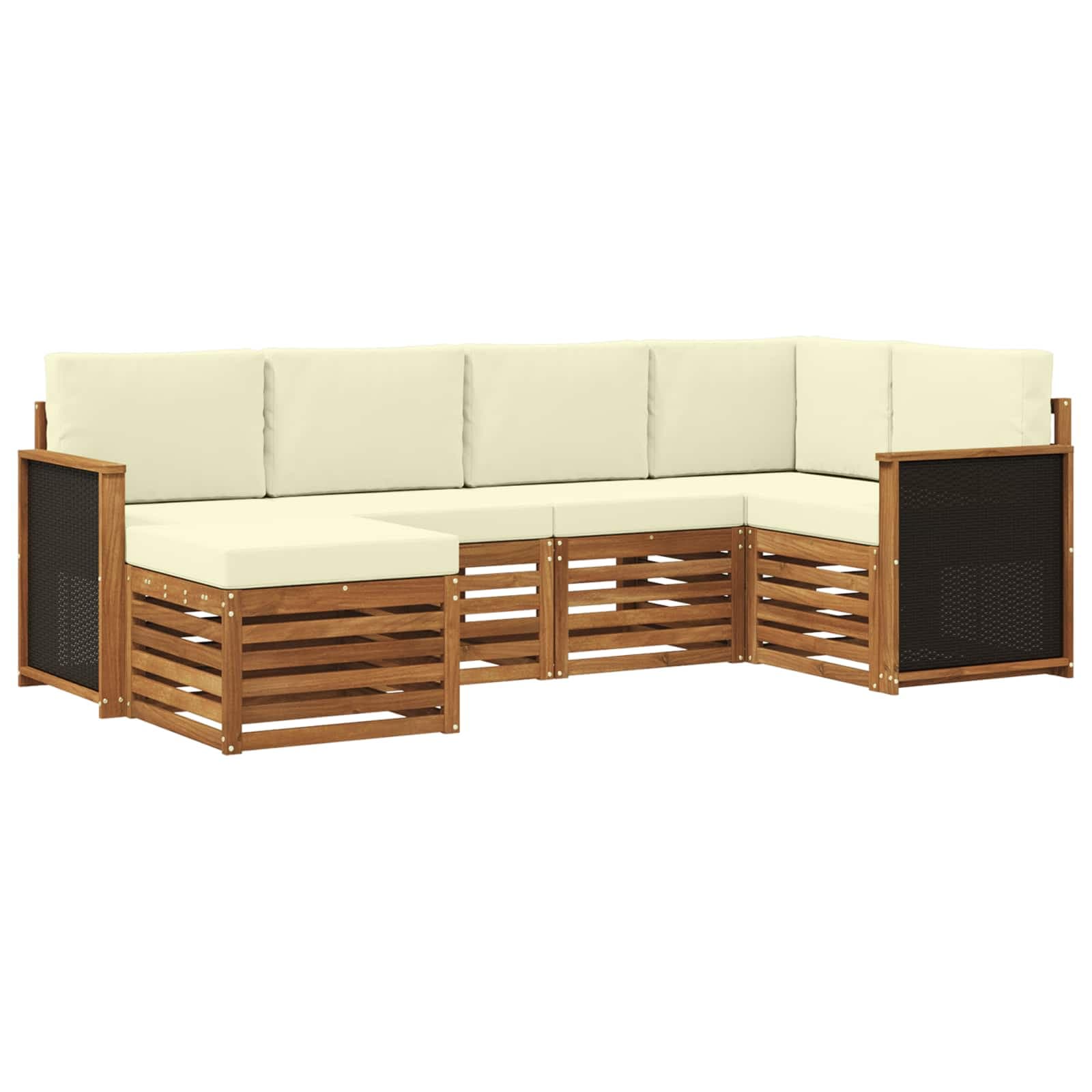 vidaXL Conjunto de Sofá Sectional com almofada 5 pcs Natural e Creme