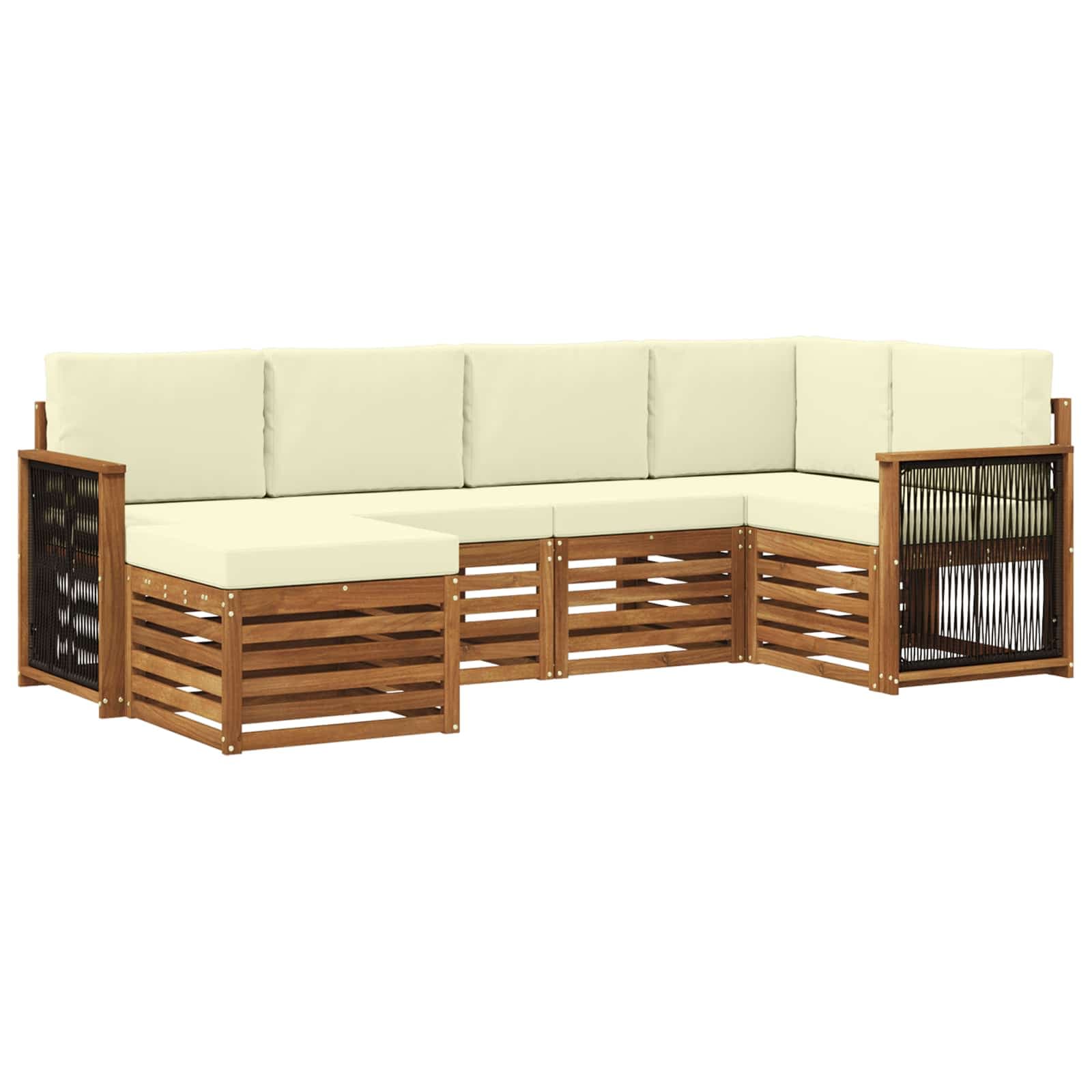 vidaXL Conjunto de Sofá Sectional com almofada 5 pcs Natural e Creme