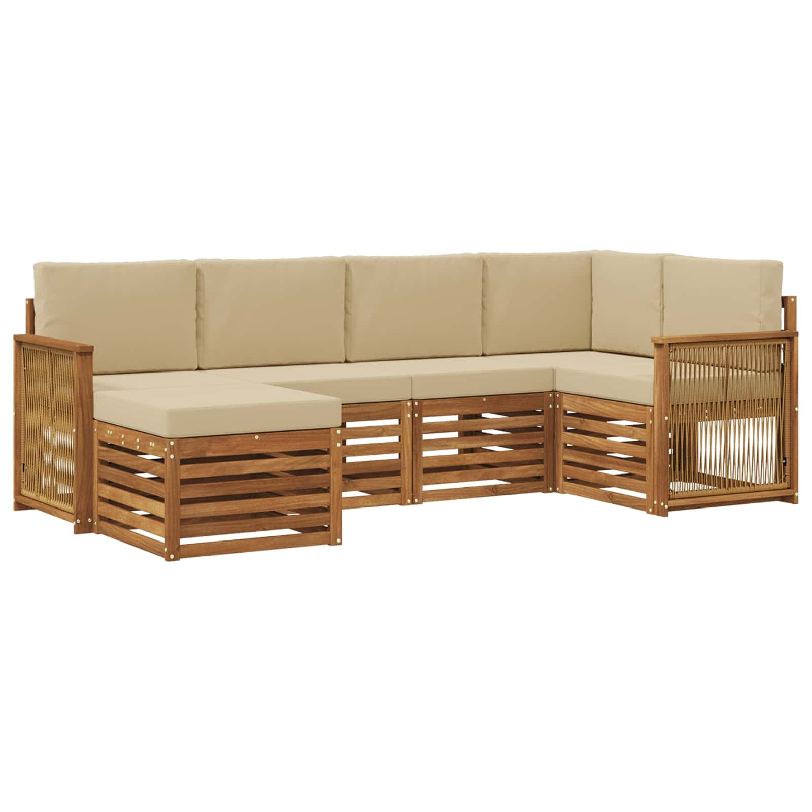 vidaXL Conjunto de Sofá Sectional com almofada 5 pcs Natural