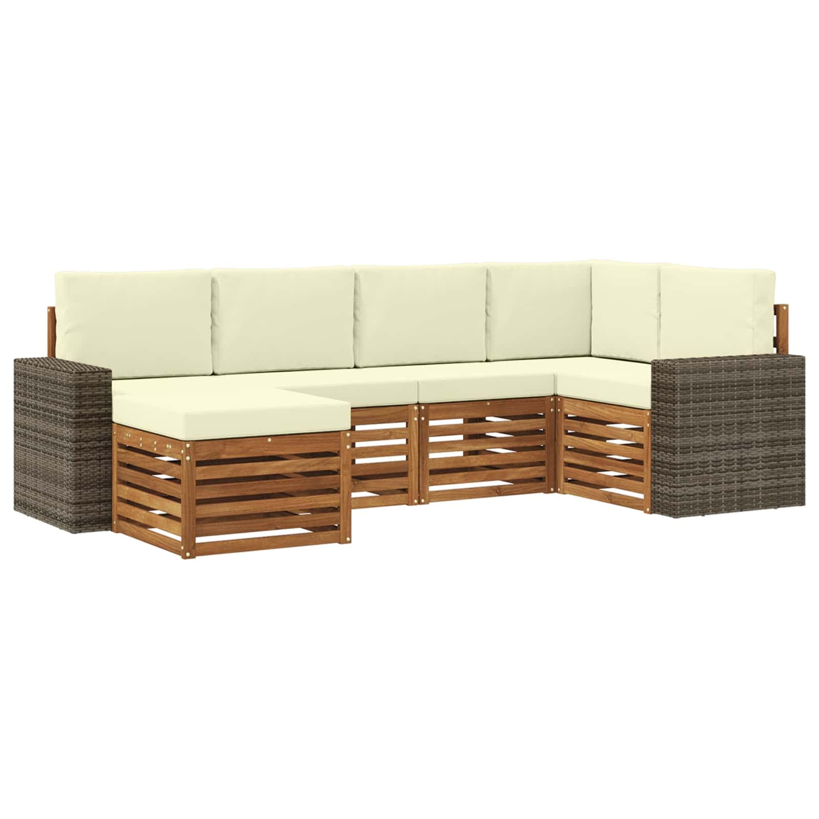 vidaXL Conjunto de Sofá Sectional com almofada 6 pcs Natural e Creme
