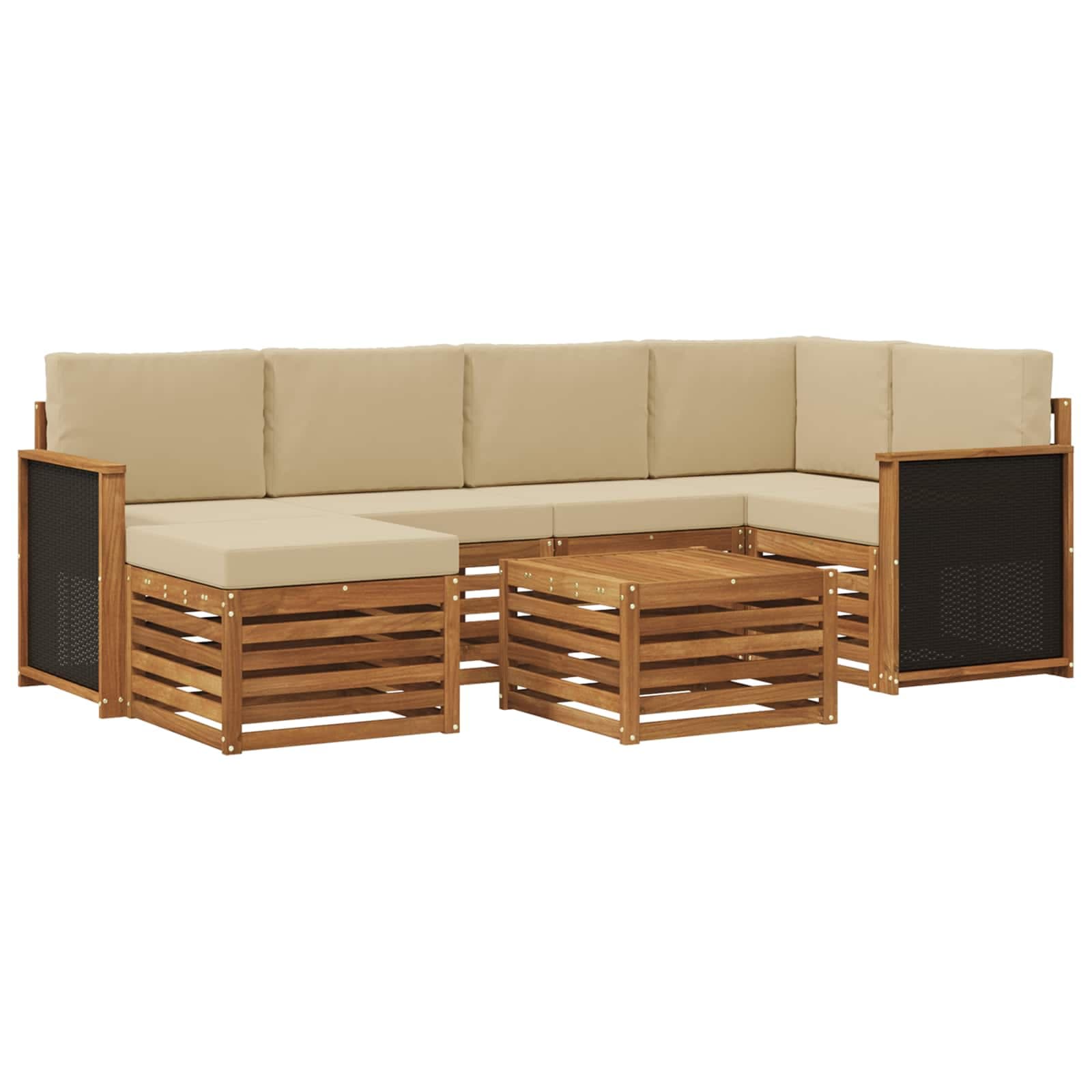 vidaXL Conjunto de Sofá Sectional com almofada 6 pcs Natural