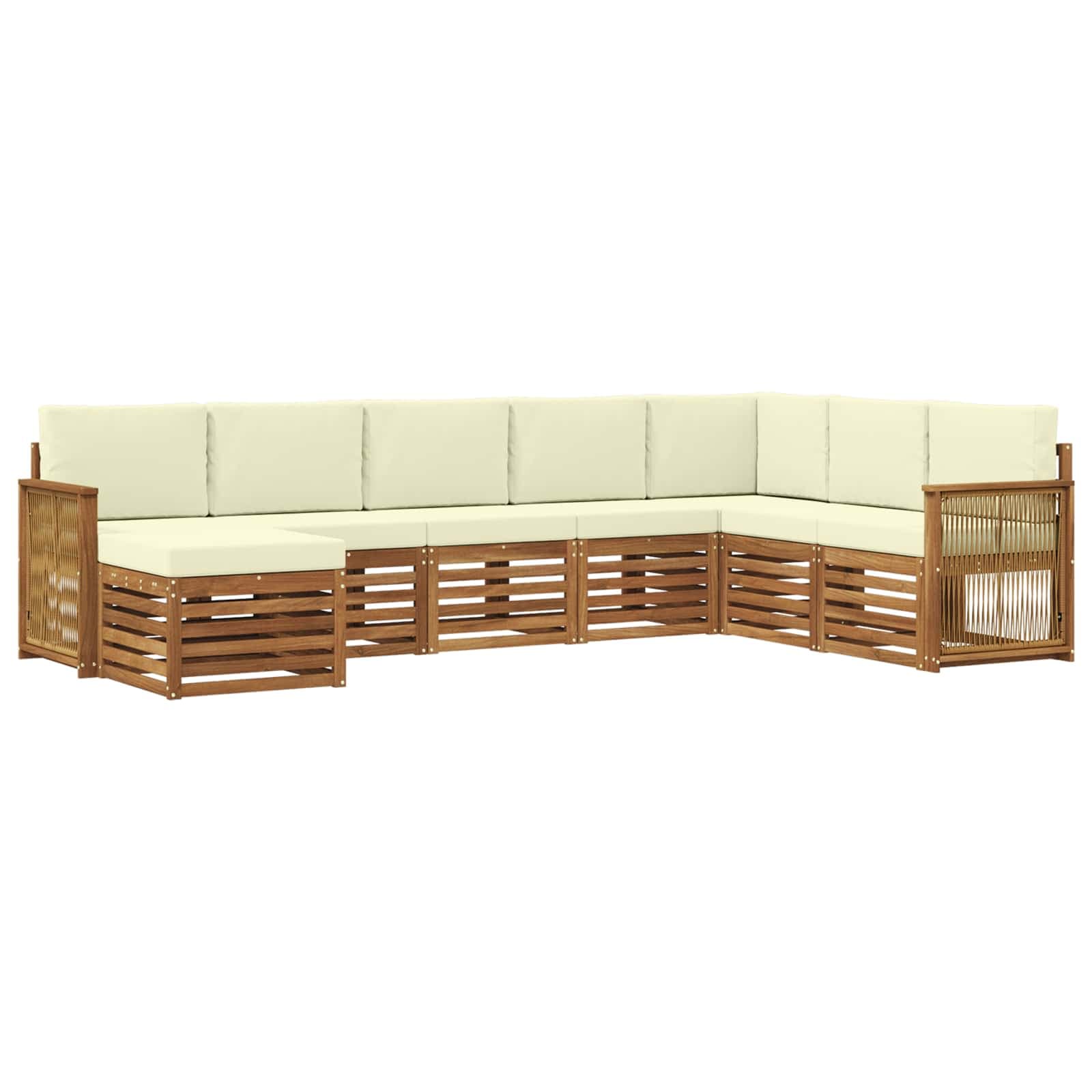 vidaXL Conjunto de Sofás para Exterior 6 pcs Natural e Creme