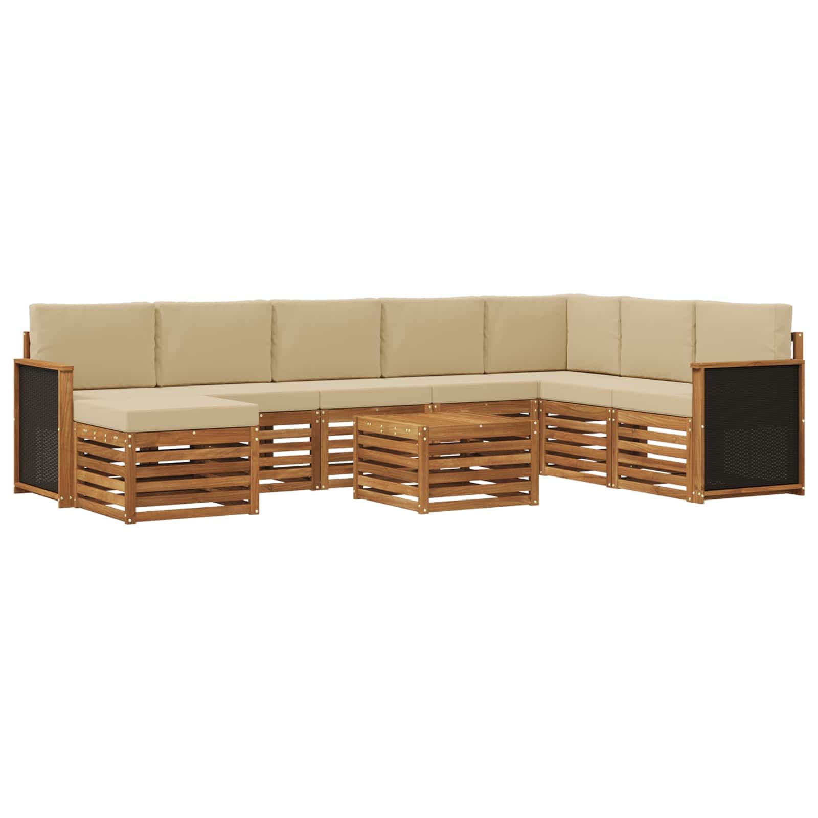 vidaXL Conjunto de Sofás para Exterior com almofada 7 pcs Natural