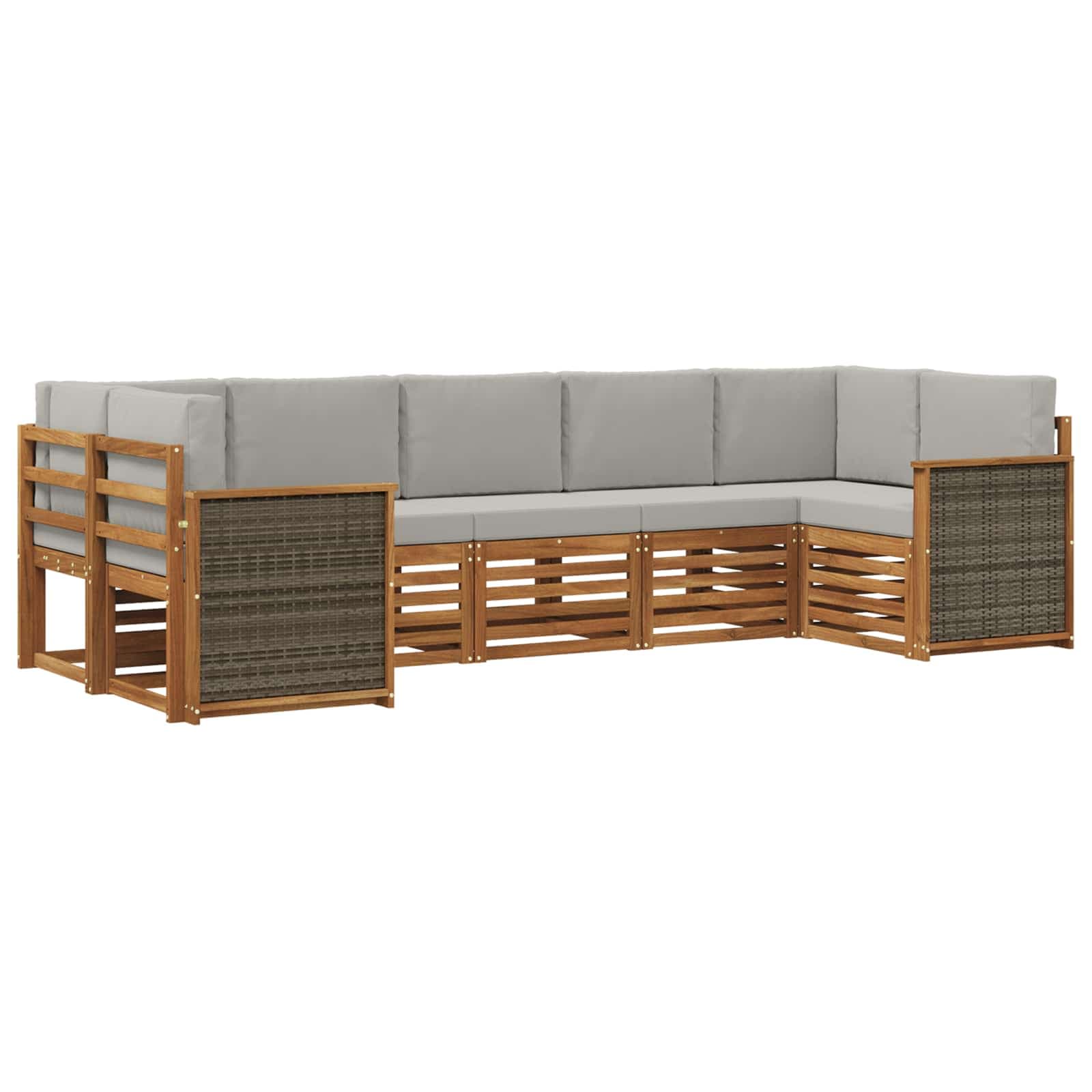 vidaXL Conjunto de Sofá Sectional 6 pcs Natural e Cinzento-Claro