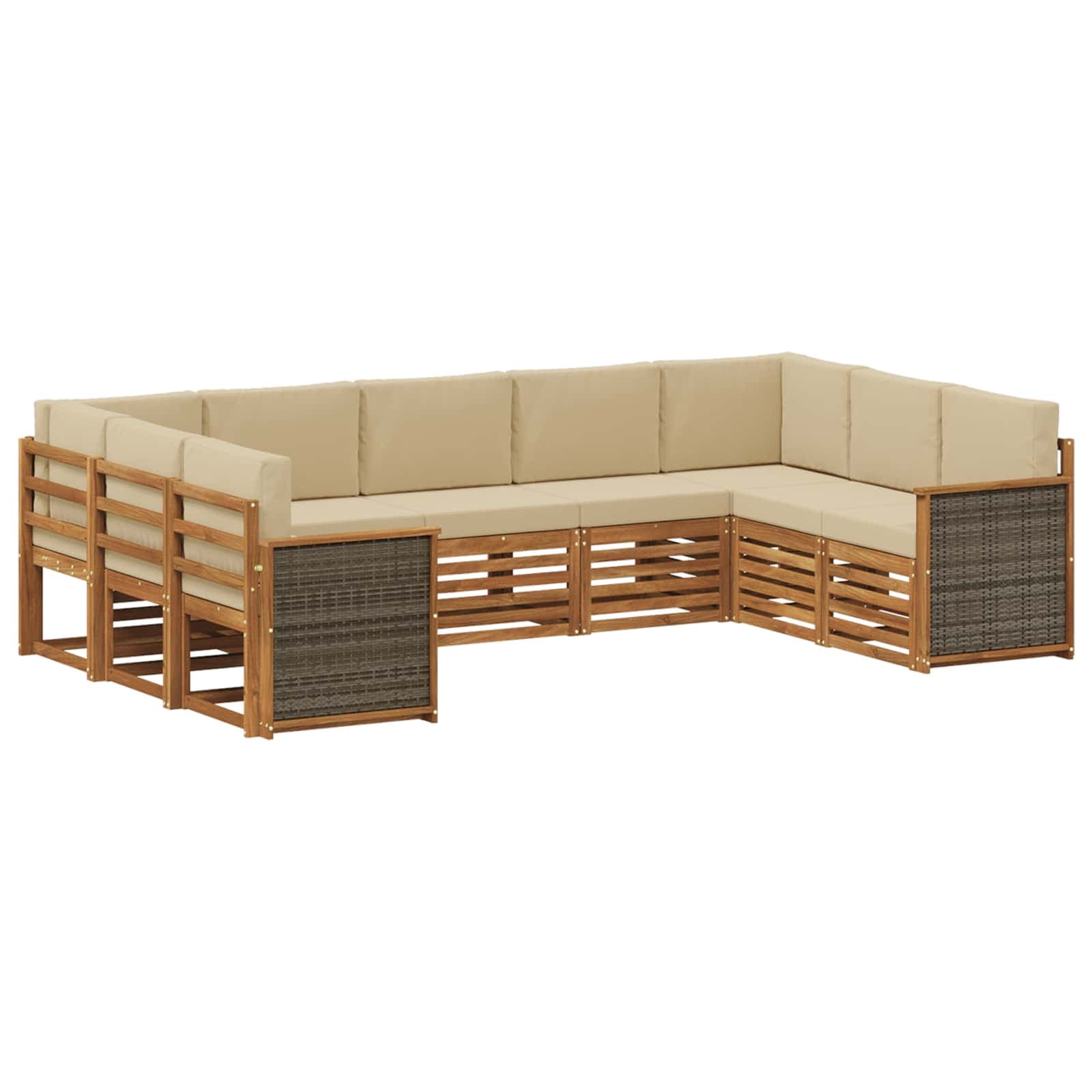 vidaXL Conjunto de Sofá Sectional com almofada 7 pcs Natural