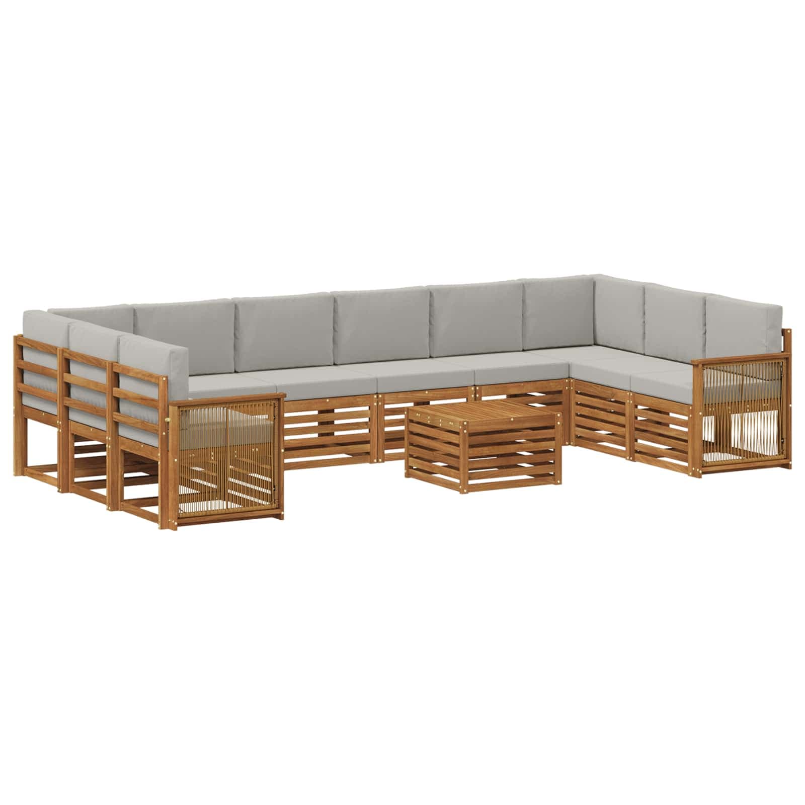 vidaXL Conjunto de Sofás para Exterior 8 pcs Natural e Cinzento-Claro