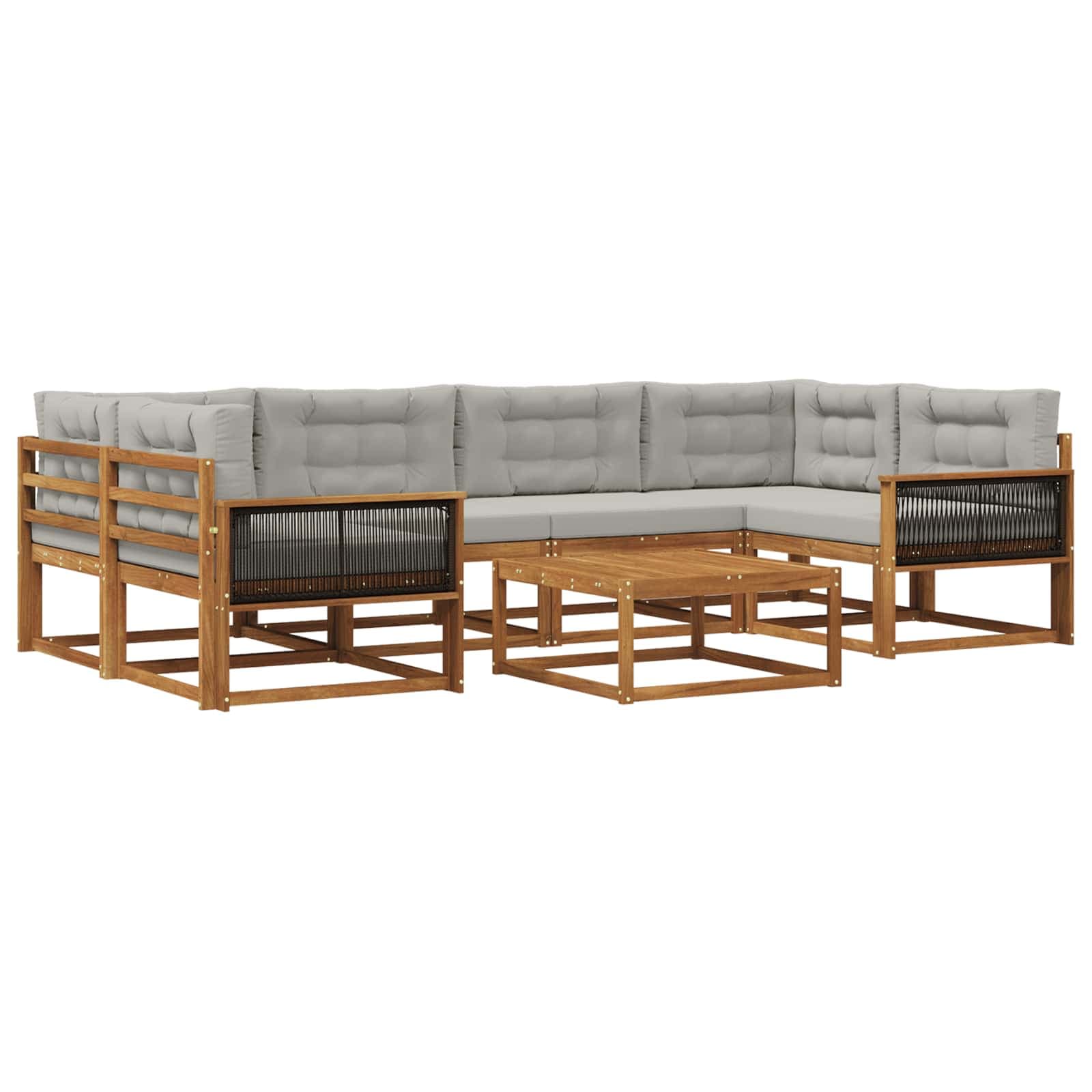 vidaXL Conjunto de Sofás para Exterior 7 pcs Natural e Cinza claro