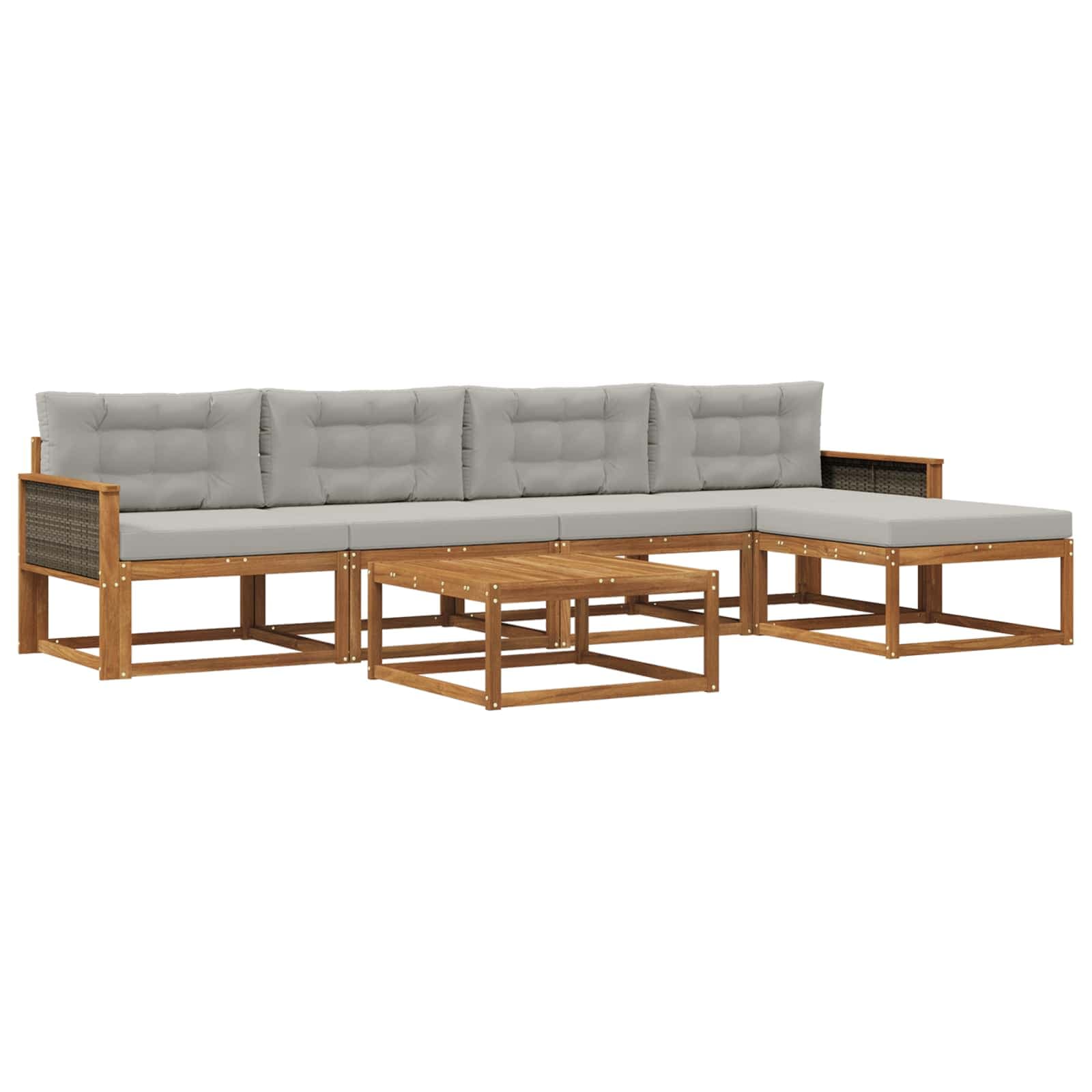vidaXL Conjunto de Sofás para Exterior 6 pcs Natural e Cinza claro