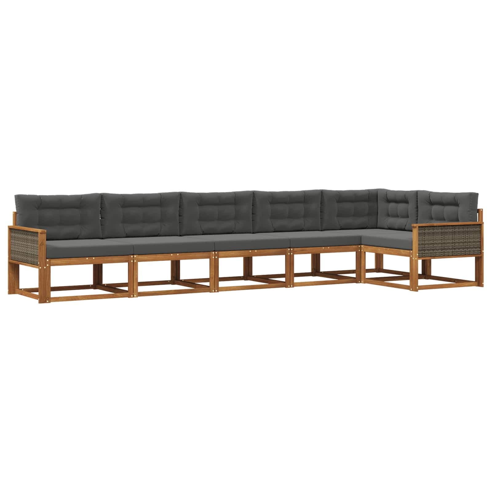 vidaXL Conjunto de Sofás para Exterior 6 pcs Natural e Antracite