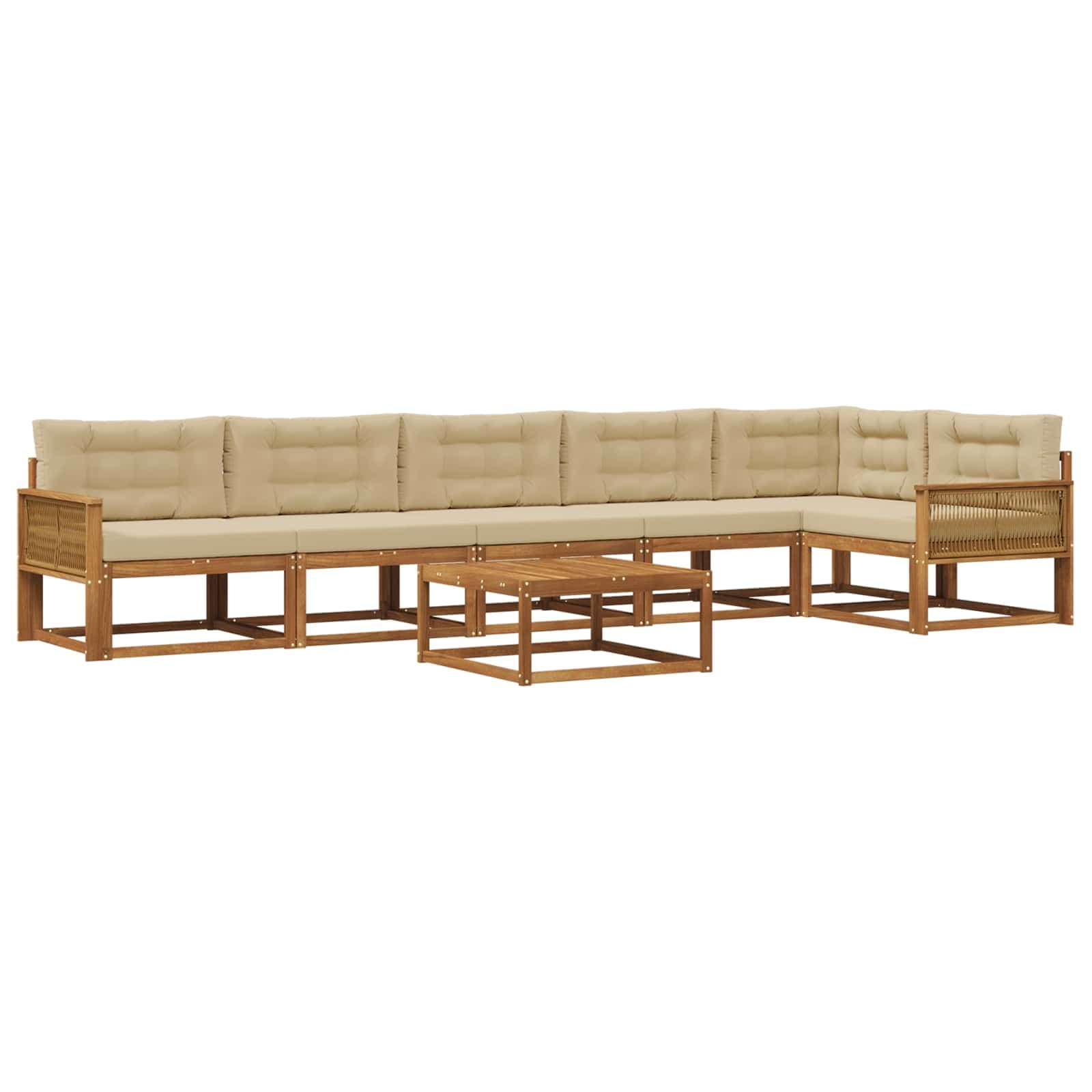 vidaXL Conjunto de Sofás para Exterior 7 pcs Natural e Bege