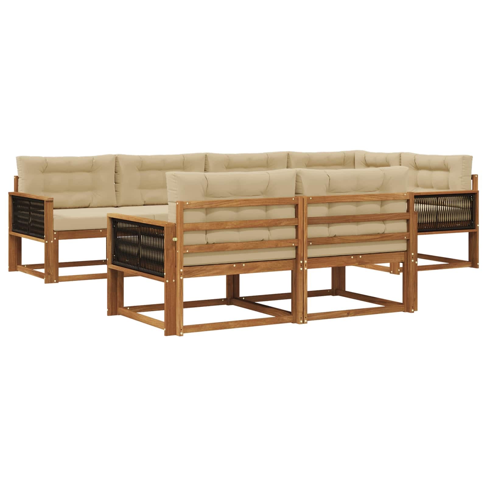 vidaXL Conjunto de Sofás para Exterior 7 pcs Natural e Bege