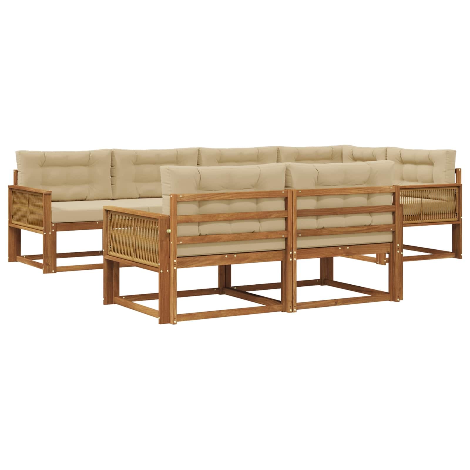 vidaXL Conjunto de Sofás para Exterior 7 pcs Natural e Bege