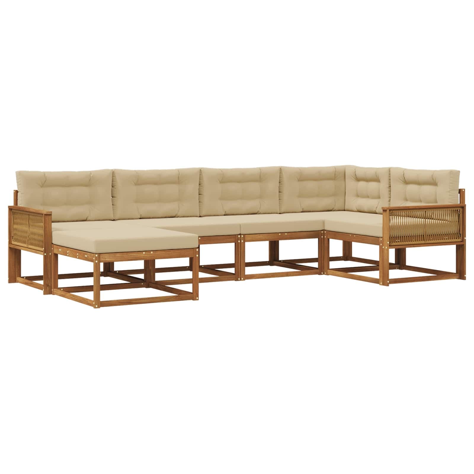 vidaXL Conjunto de Sofás para Exterior 6 pcs Natural e Bege