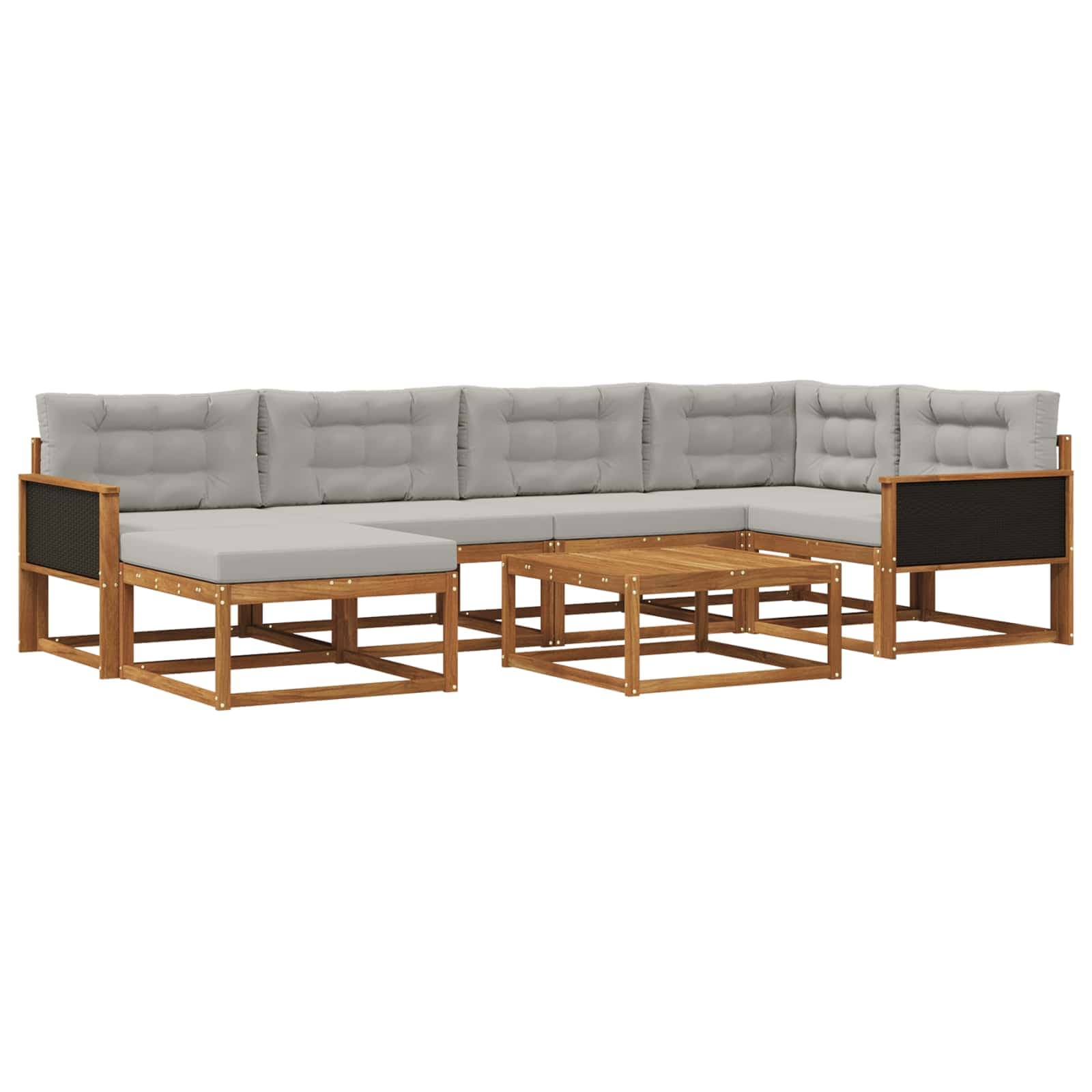 vidaXL Conjunto de Sofás para Exterior 7 pcs Natural e Cinzento-Claro