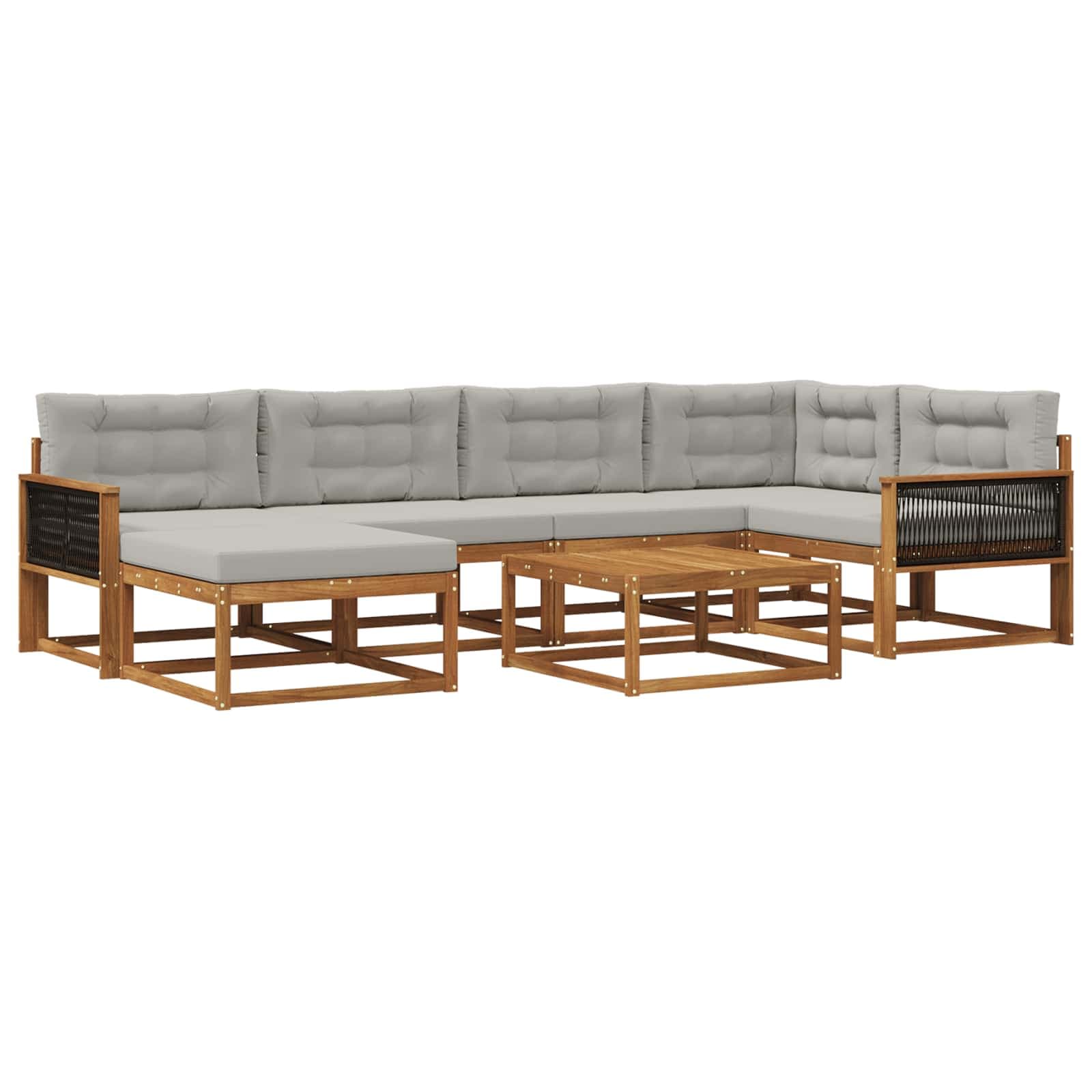 vidaXL Conjunto de Sofás para Exterior 7 pcs Natural e Cinzento-Claro