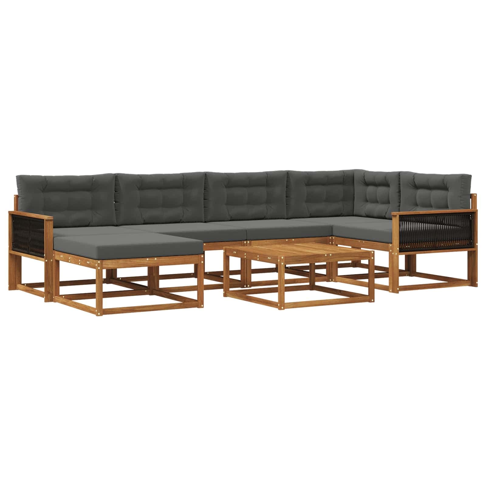 vidaXL Conjunto de Sofás para Exterior 7 pcs Natural e Antracite