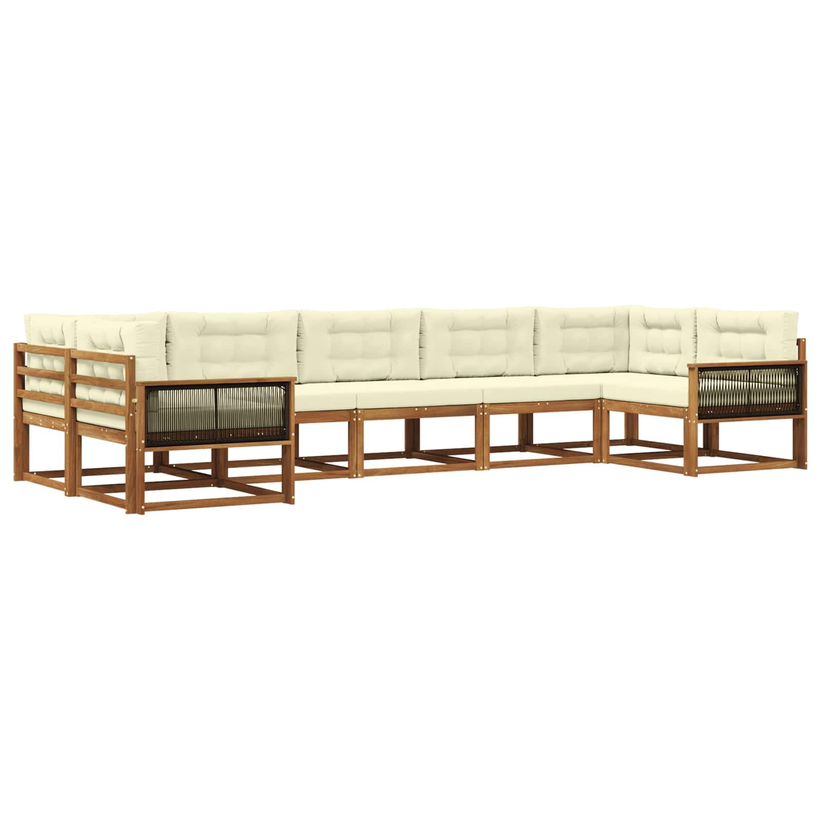 vidaXL Conjunto de Sofás para Exterior 7 pcs Natural e Creme