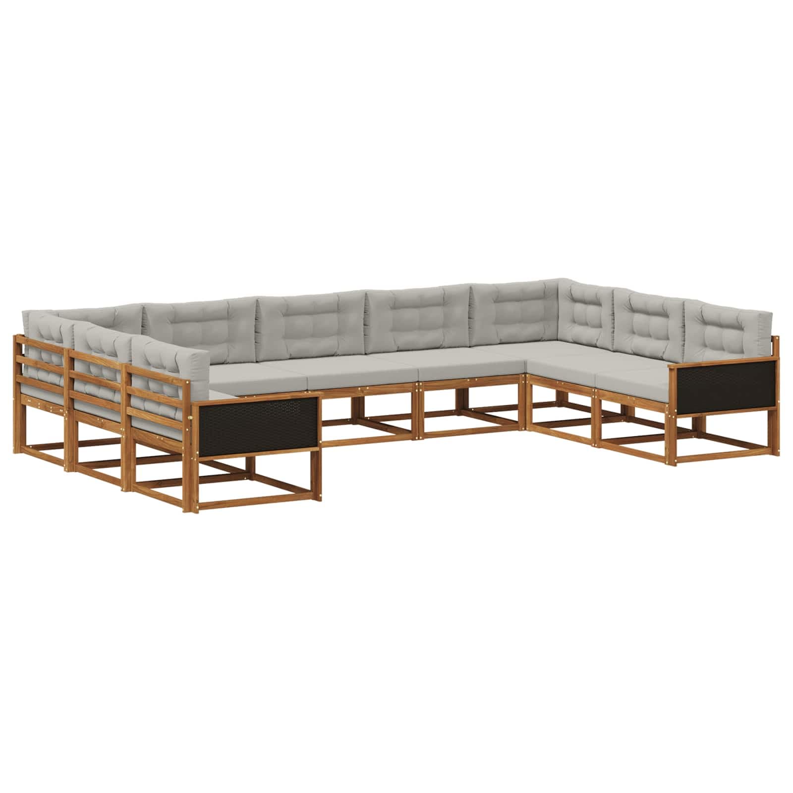 vidaXL Conjunto de Sofás para Exterior 9 pcs Natural e Cinzento-Claro