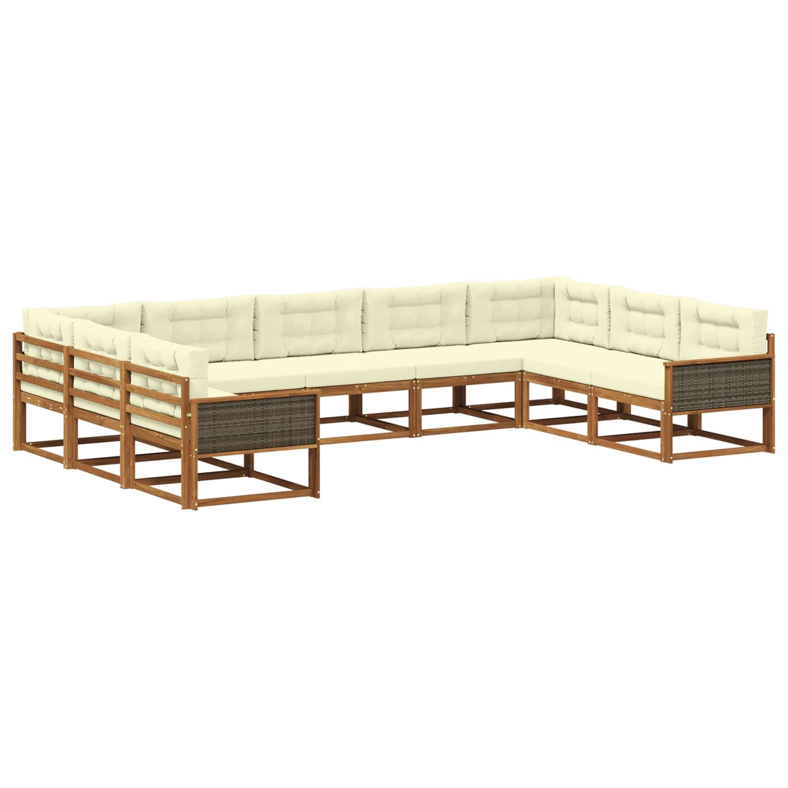 vidaXL Conjunto de Sofás para Exterior 9 pcs Natural e Creme