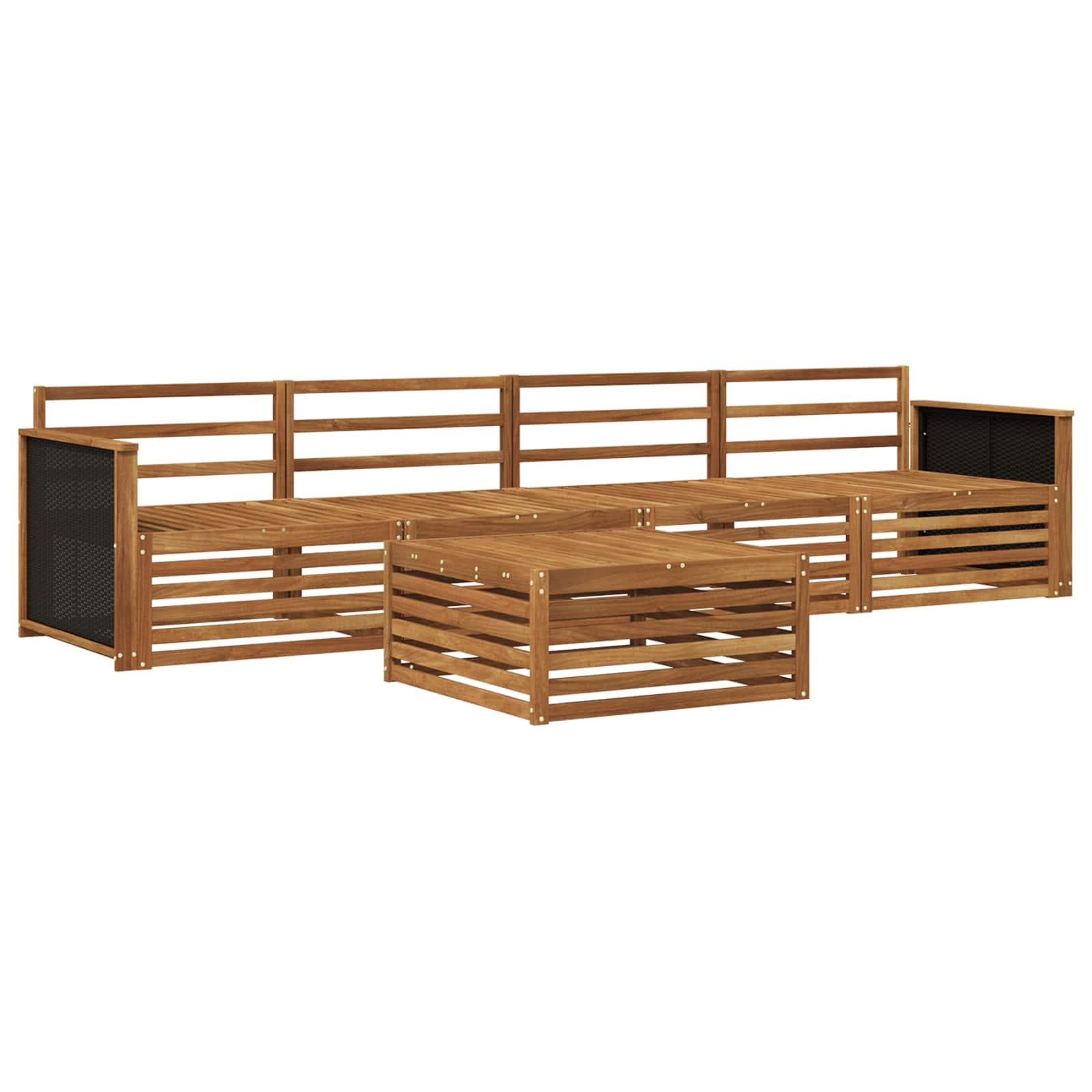 vidaXL Conjunto de Sofás para Exterior 5 pcs Natural