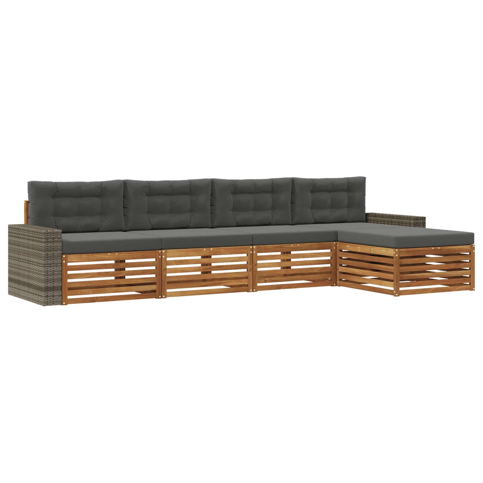 vidaXL Conjunto de Sofás para Exterior 5 pcs Natural e Antracite