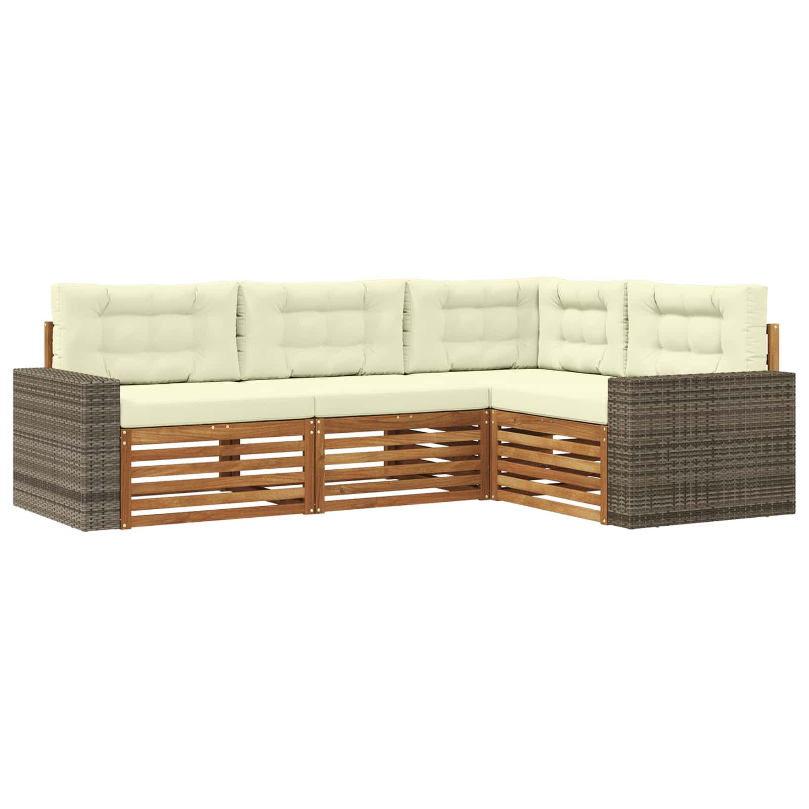 vidaXL Conjunto de Sofás para Exterior 4 pcs Natural e Creme
