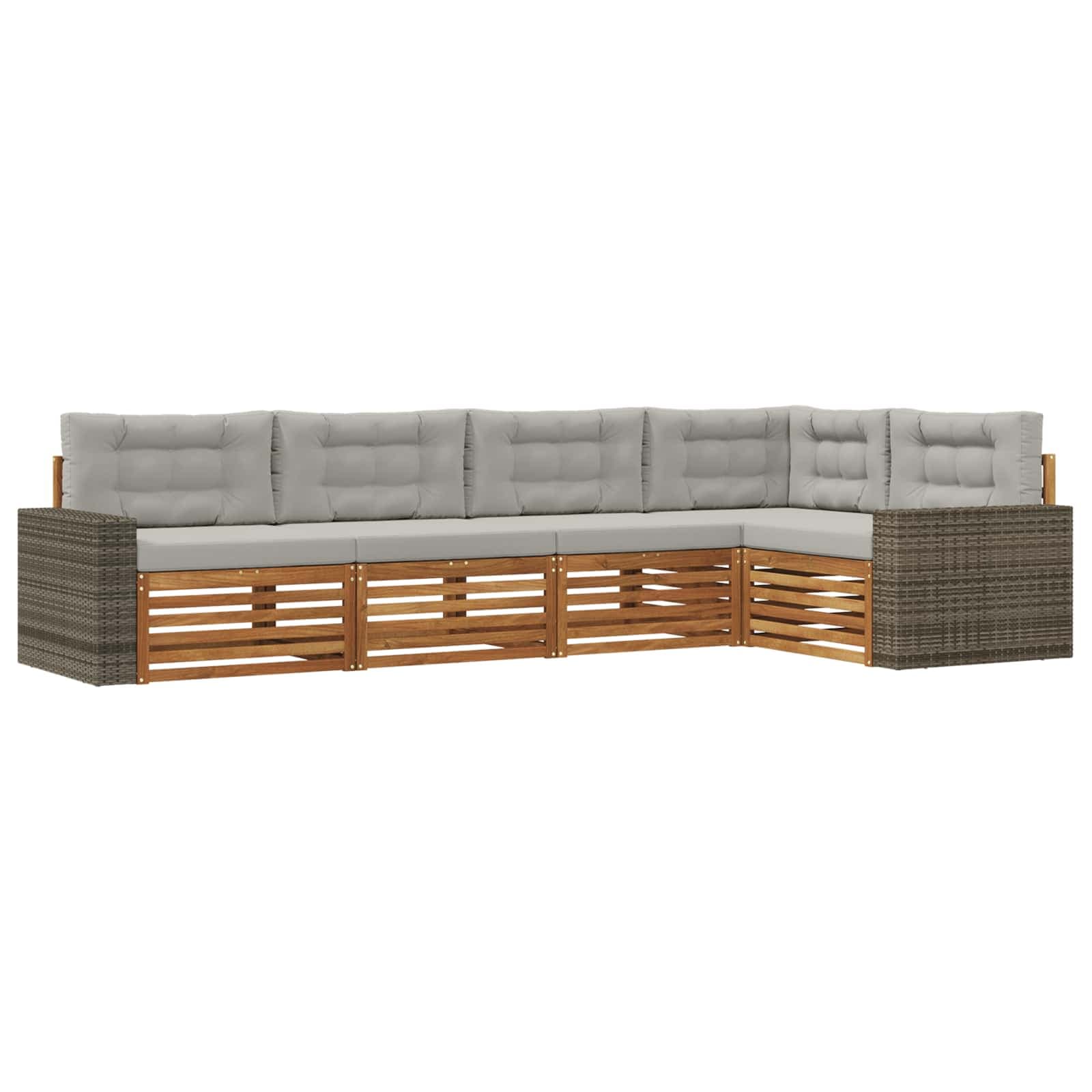 vidaXL Conjunto de Sofás para Exterior 5 pcs Natural e Cinzento-Claro