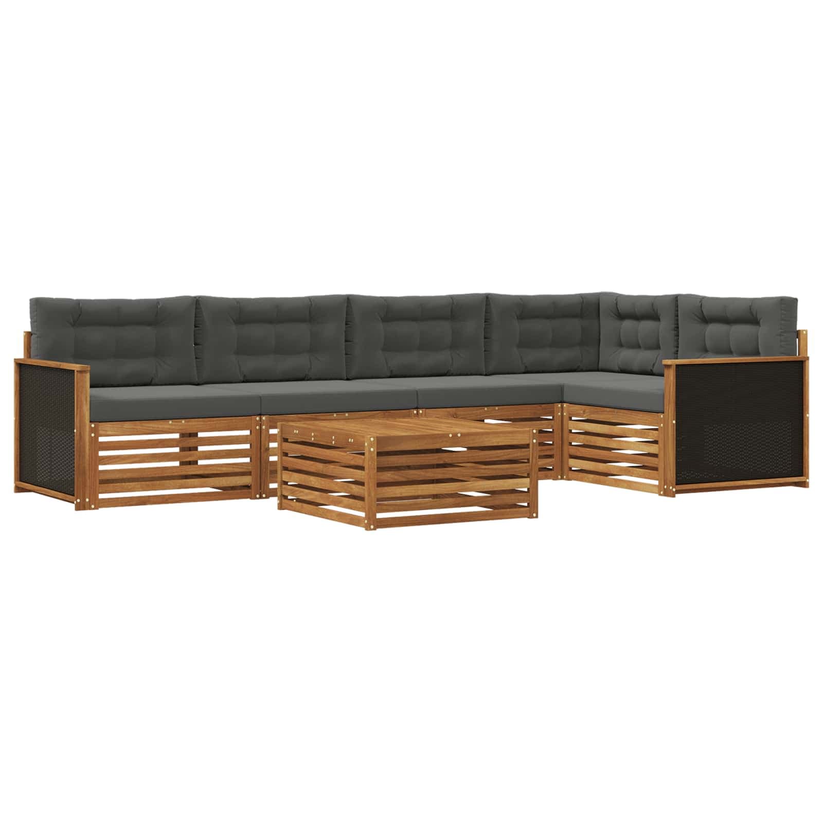 vidaXL Conjunto de Sofás para Exterior 6 pcs Natural e Antracite