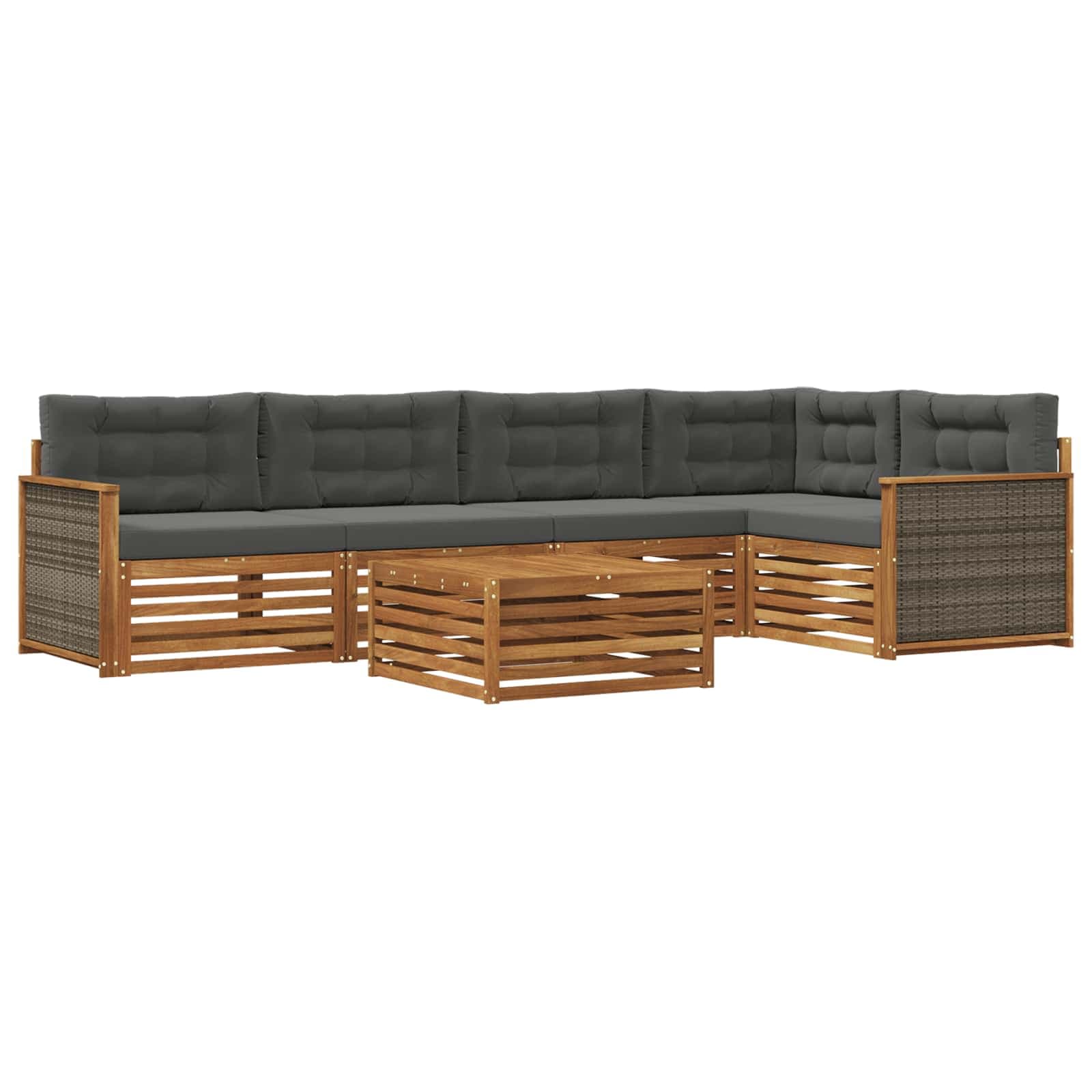 vidaXL Conjunto de Sofás para Exterior 6 pcs Natural e Antracite