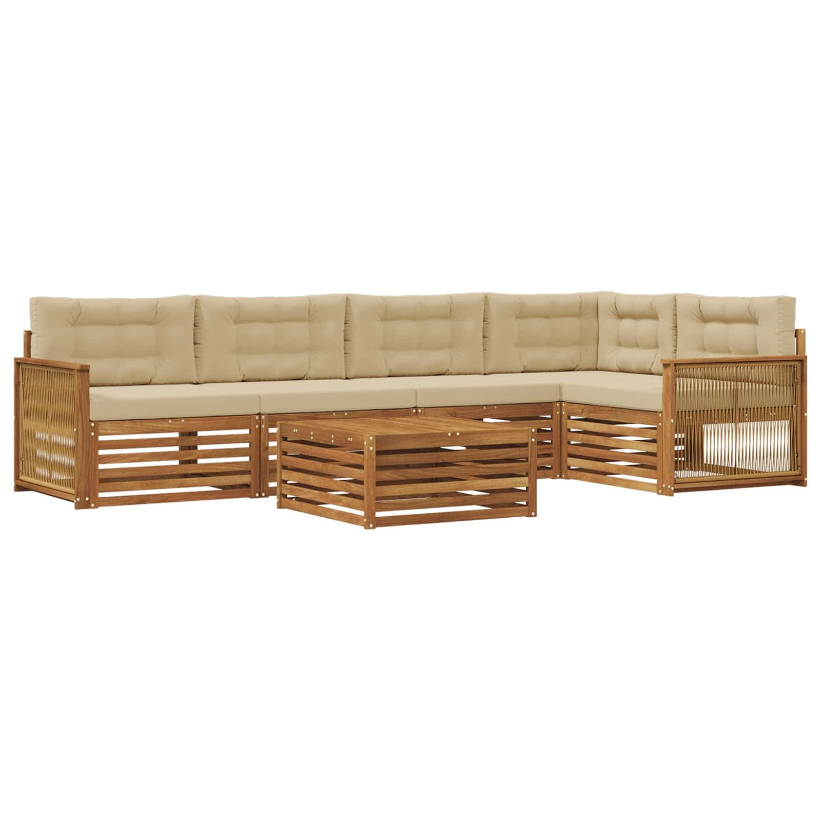 vidaXL Conjunto de Sofás para Exterior 6 pcs Natural e Bege