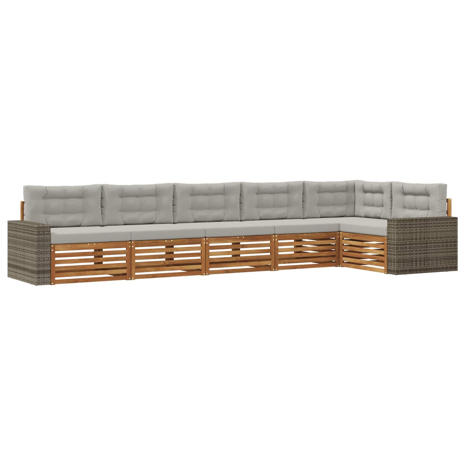 vidaXL Conjunto de Sofás para Exterior 6 pcs Natural e Cinzento-Claro