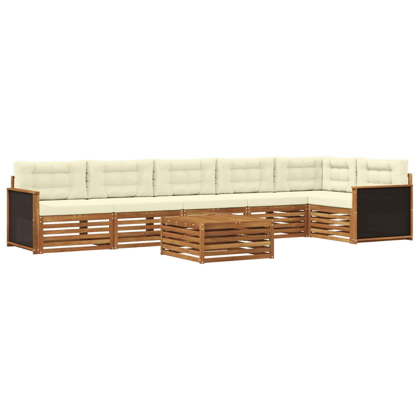 vidaXL Conjunto de Sofás para Exterior 7 pcs Natural e Creme