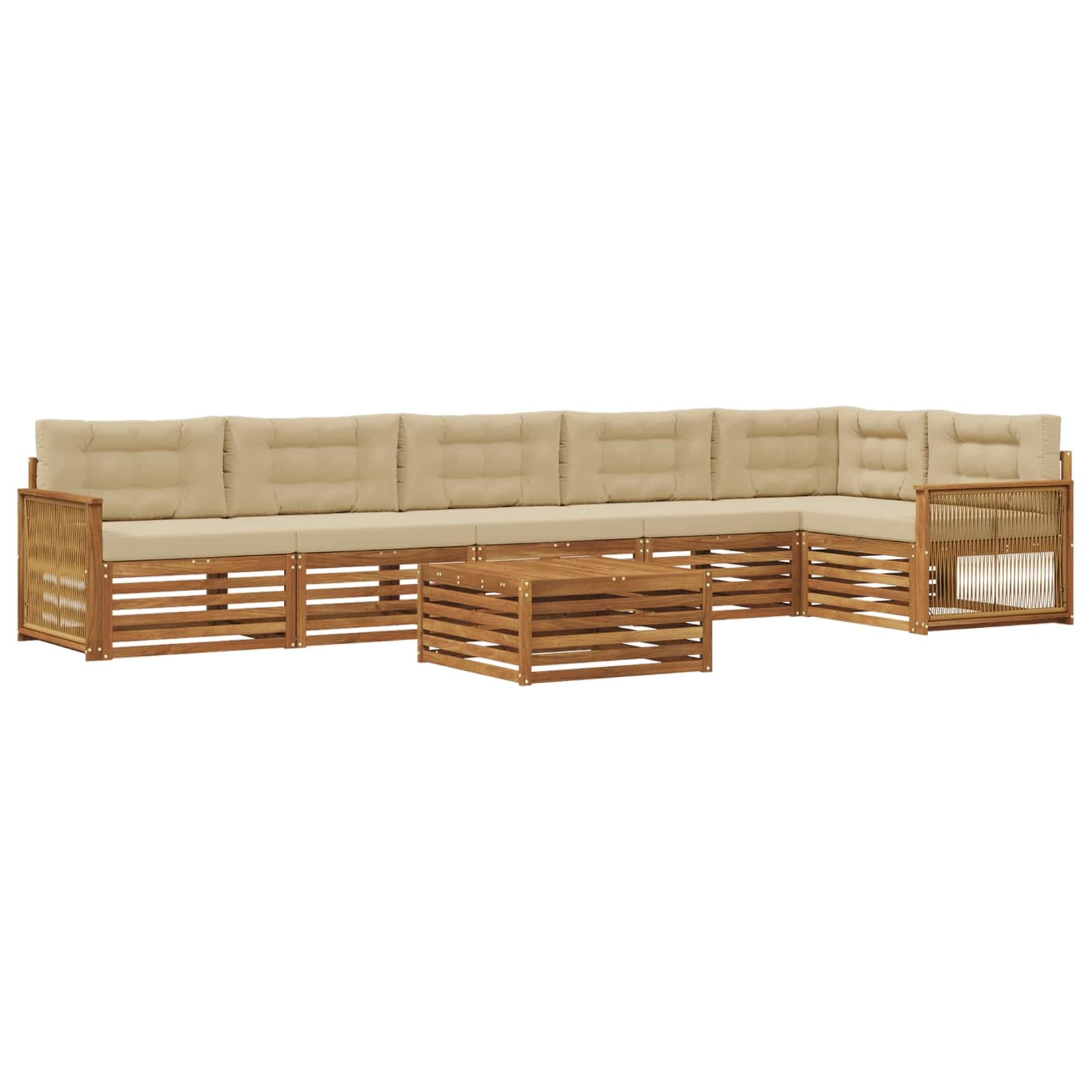 vidaXL Conjunto de Sofás para Exterior 7 pcs Natural e Bege
