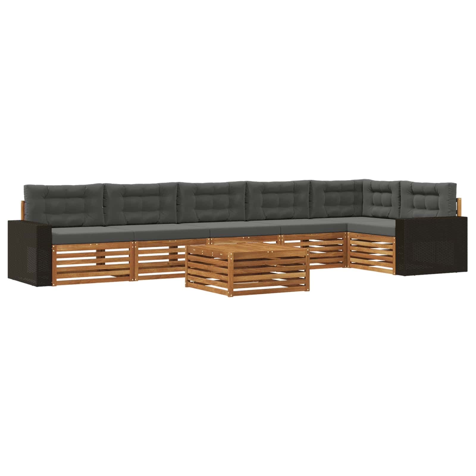 vidaXL Conjunto de Sofás para Exterior 7 pcs Natural e Antracite